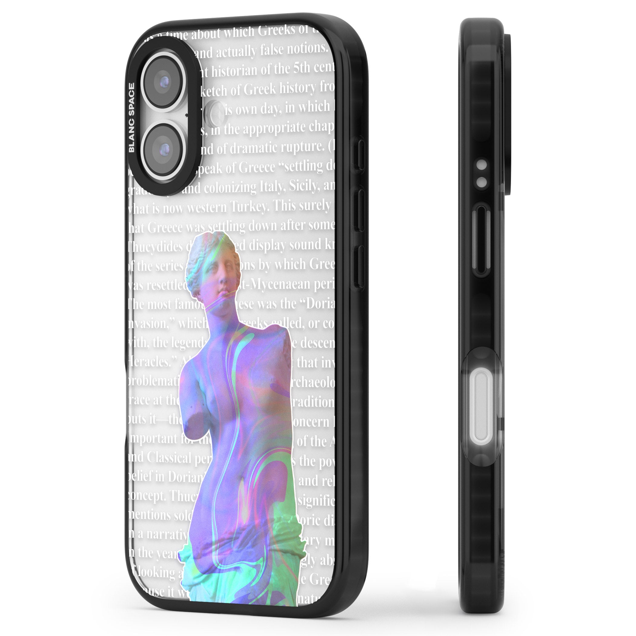 Iridescent De Milo iPhone 17 Impact Black Phone Case Side Profile