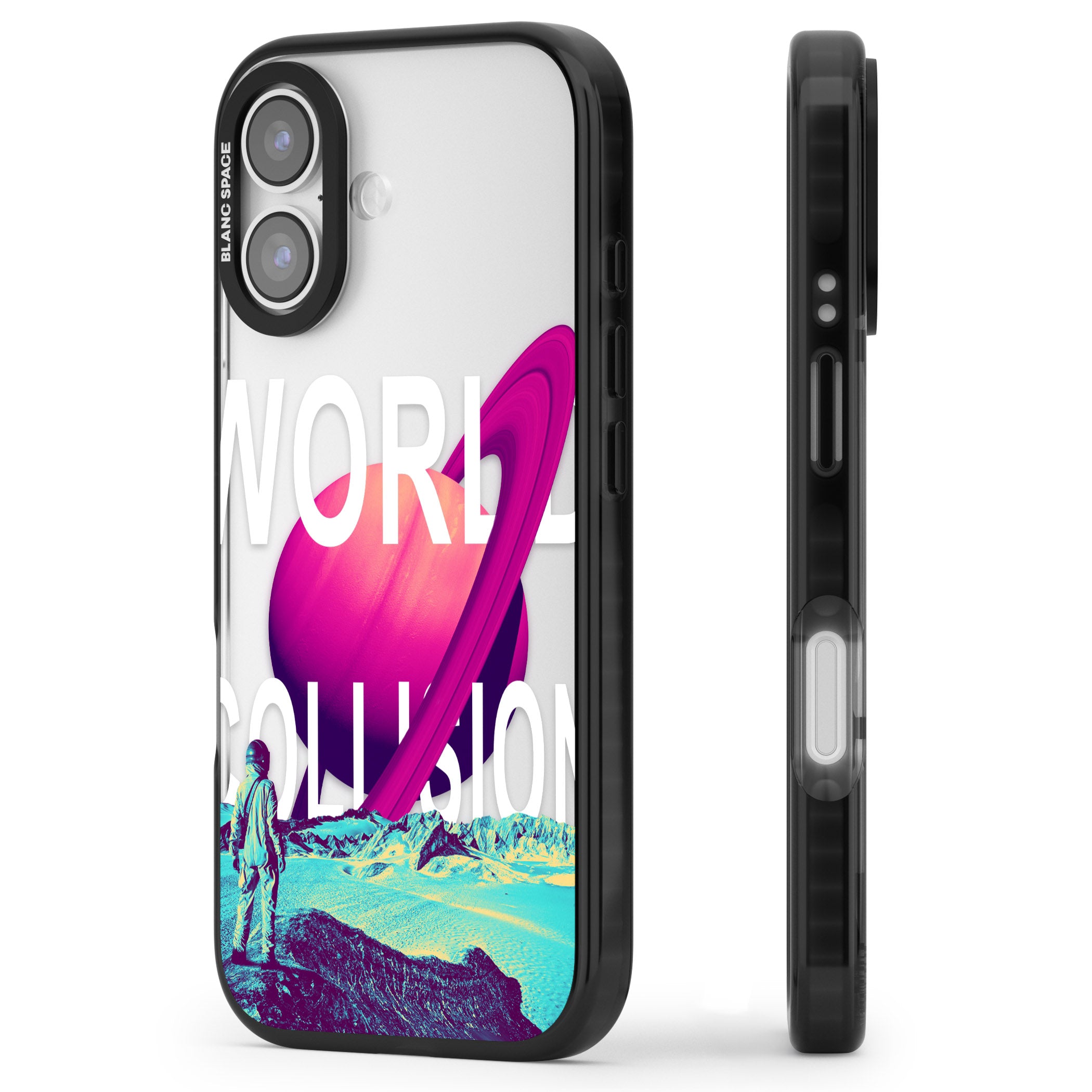 World Collision iPhone 17 Impact Black Phone Case Side Profile