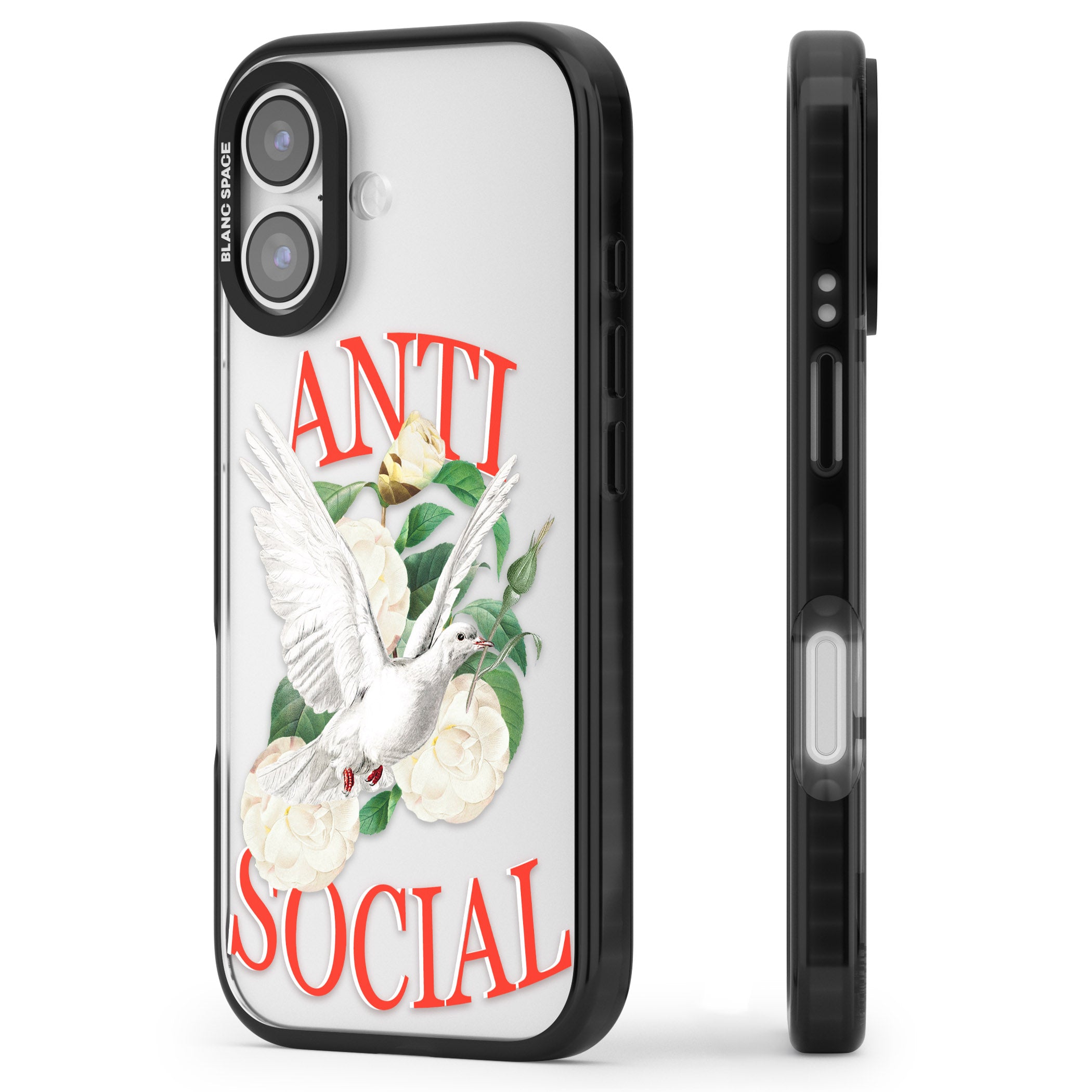 Anti Social iPhone 17 Impact Black Phone Case Side Profile