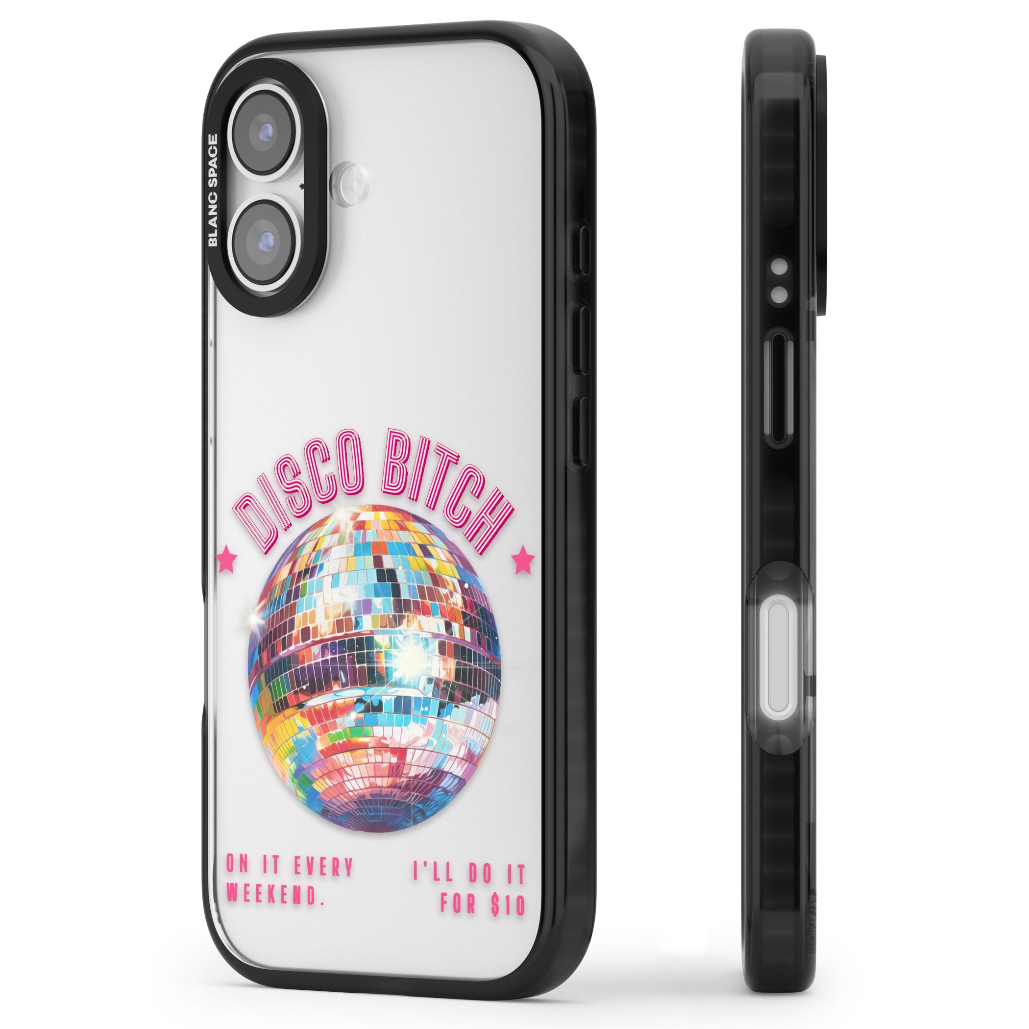 Disco B Tch iPhone 17 Impact Black Phone Case Side Profile