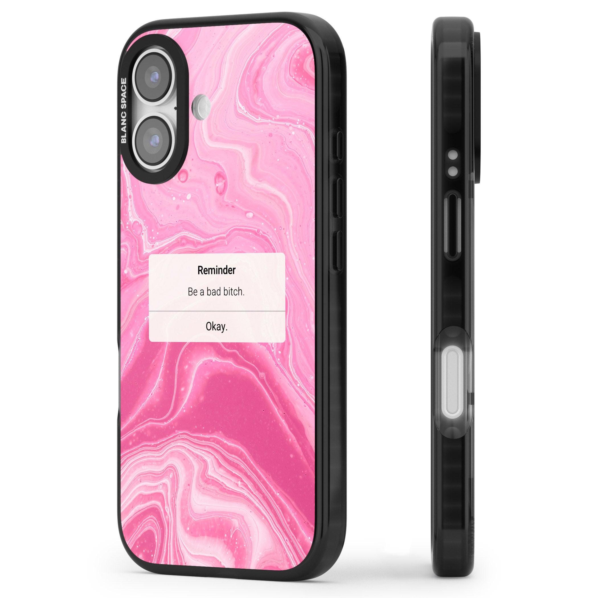 Bad Bitch Reminder iPhone 17 Impact Black Phone Case Side Profile