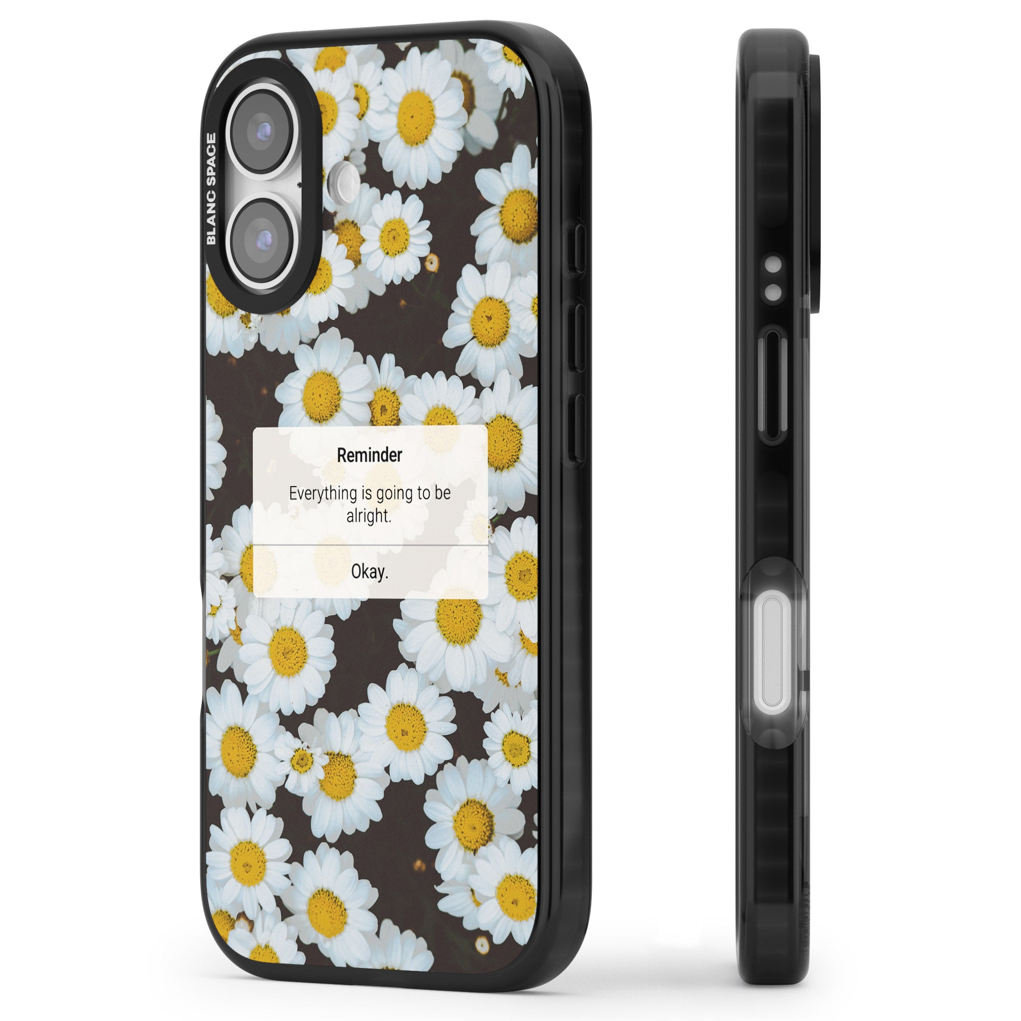 Daisy Reminder iPhone 17 Impact Black Phone Case Side Profile
