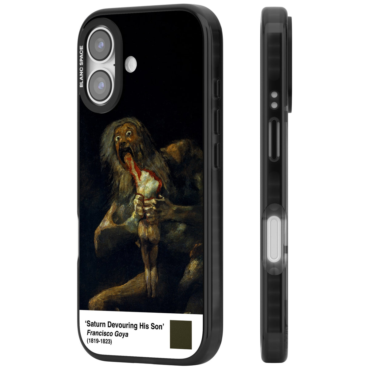 Saturn Devouring His Son iPhone 16 / iPhone 16 Plus / iPhone 17 Impact Black Phone Case side