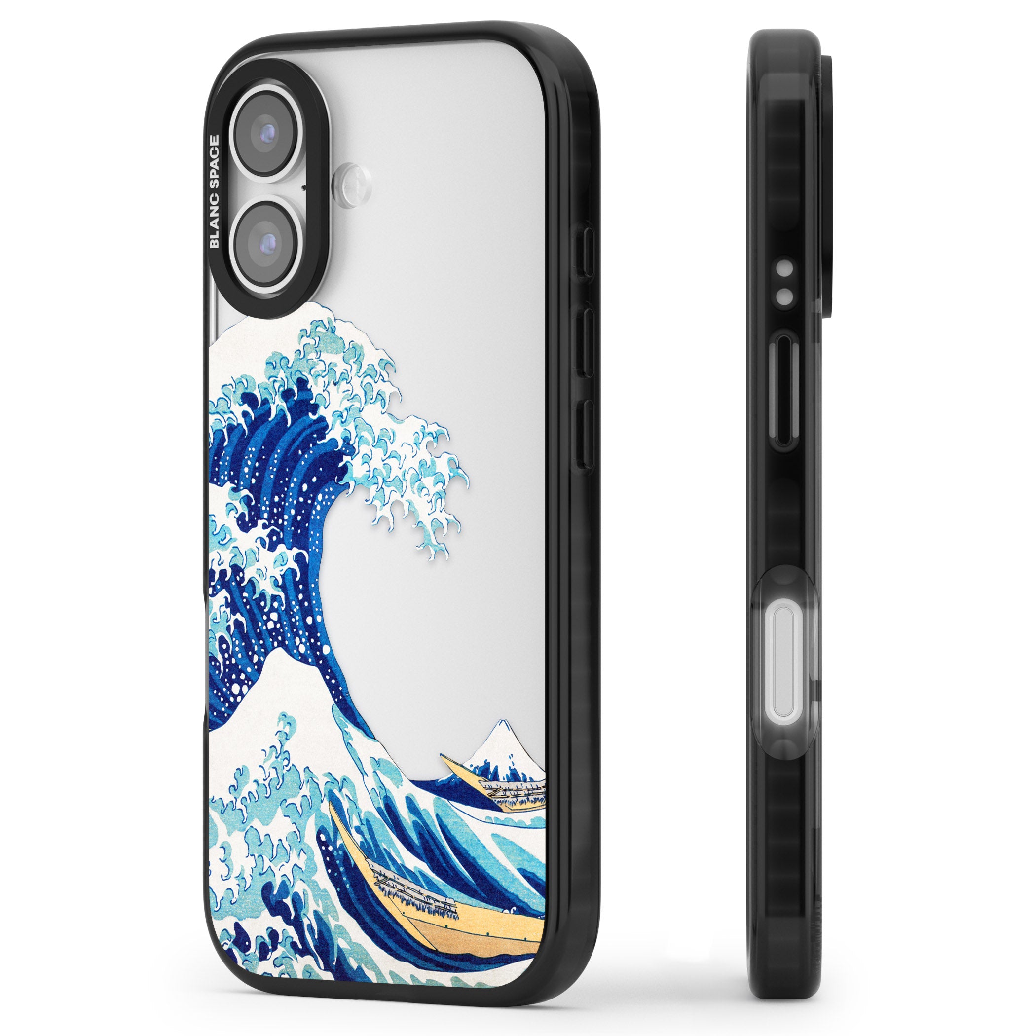 The Great Wave Of Kanagawa iPhone 17 Impact Black Phone Case Side Profile