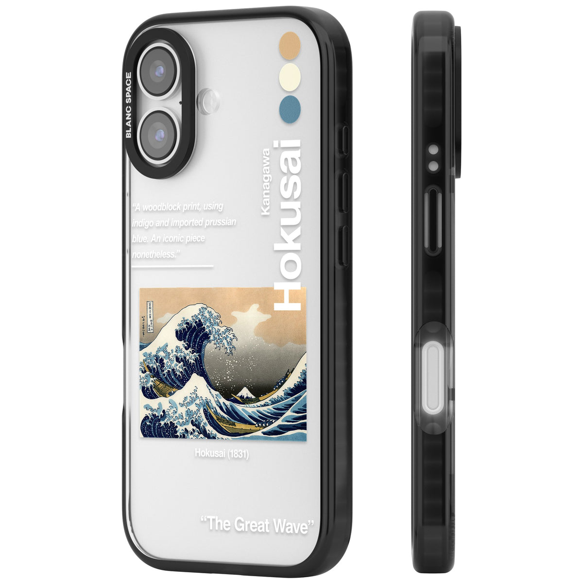 The Great Wave iPhone 16 / iPhone 16 Plus / iPhone 17 Impact Black Phone Case side