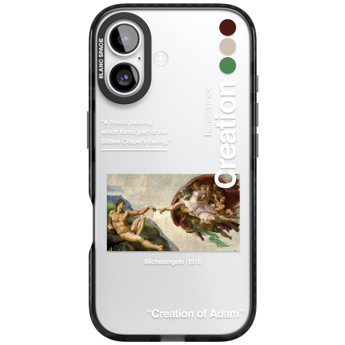 Creation Of Adam Michelangelo iPhone 16 / iPhone 16 Plus / iPhone 17 Impact Black Phone Case front