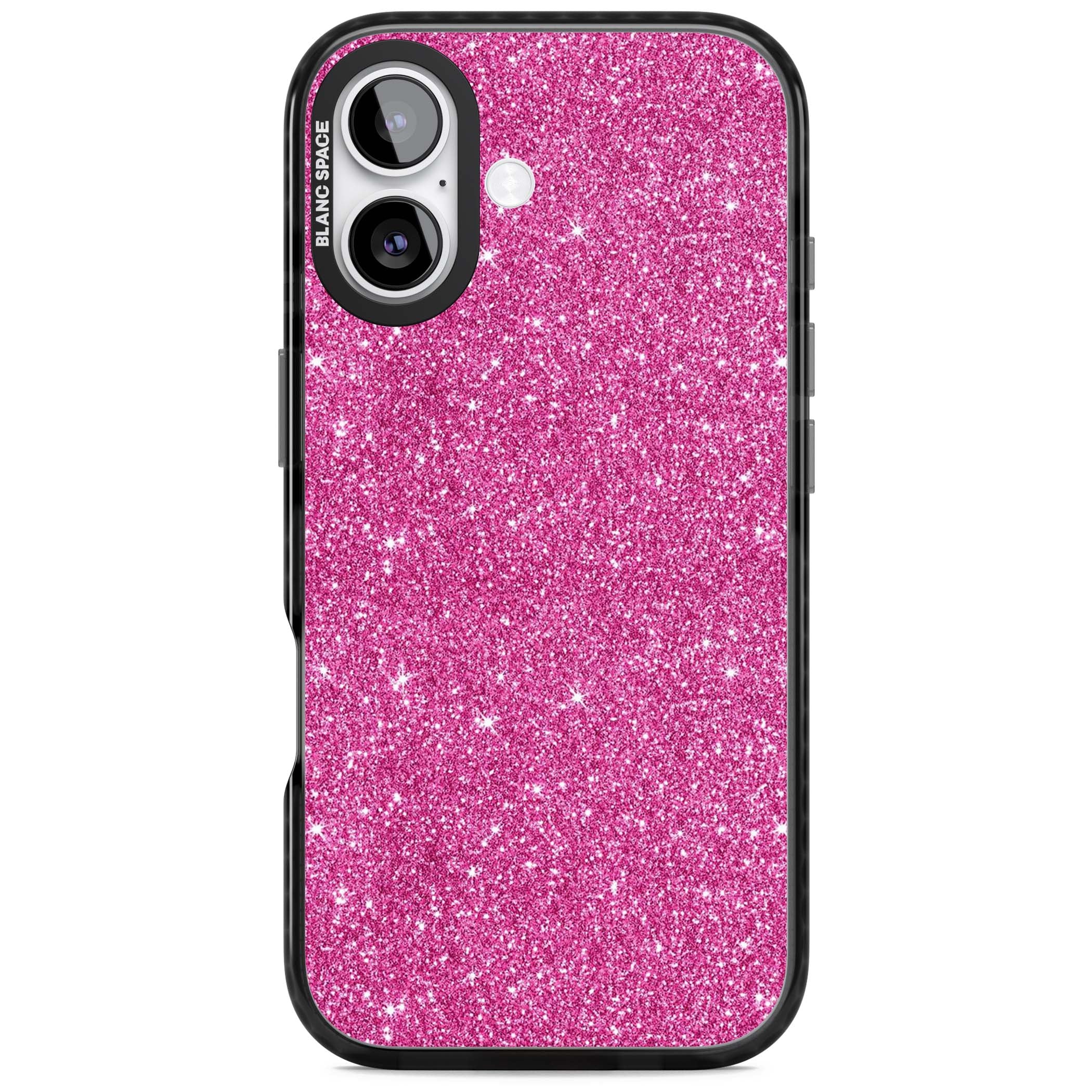 Pink Glitter Y2K iPhone case featuring hot pink glitter wallpaper with sparkle shimmer effect | Clear Impact case for iPhone 17