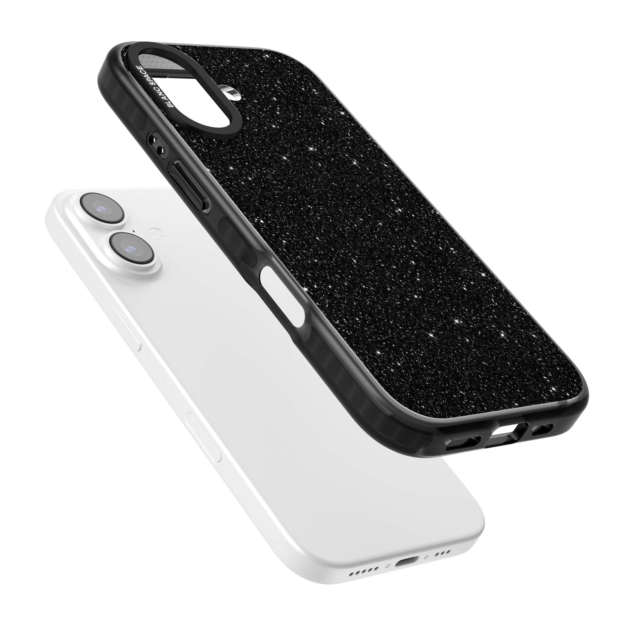 Black Glitter black glitter iPhone case featuring an all-over sparkly shimmer pattern on a jet black base | Clear Impact case for iPhone 17
