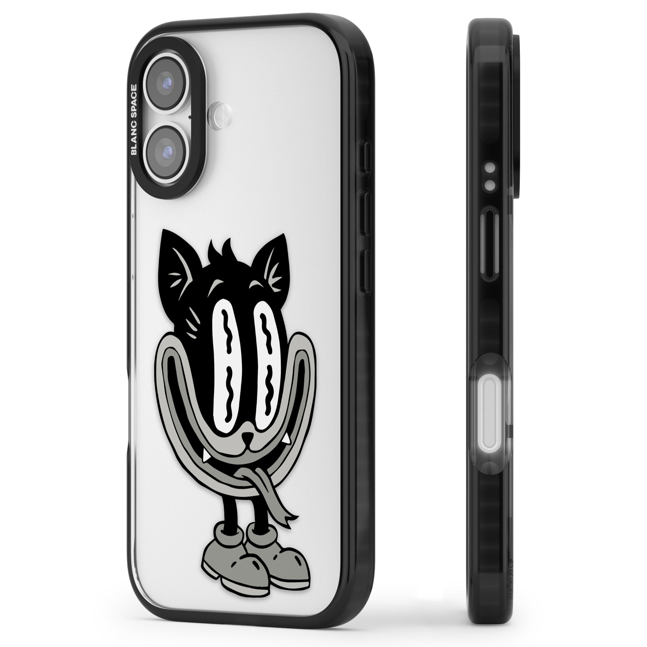 Faded Feline iPhone 17 Impact Black Phone Case Side Profile
