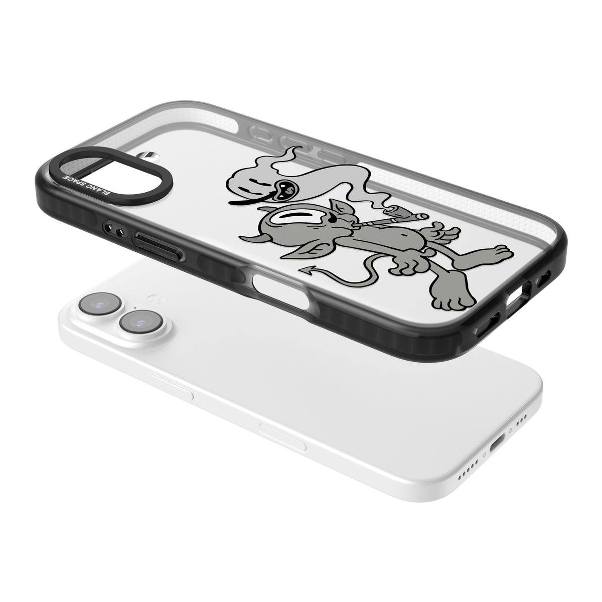 Pipe Goblin iPhone 16 / iPhone 16 Plus / iPhone 17 Impact Black Phone Case angled