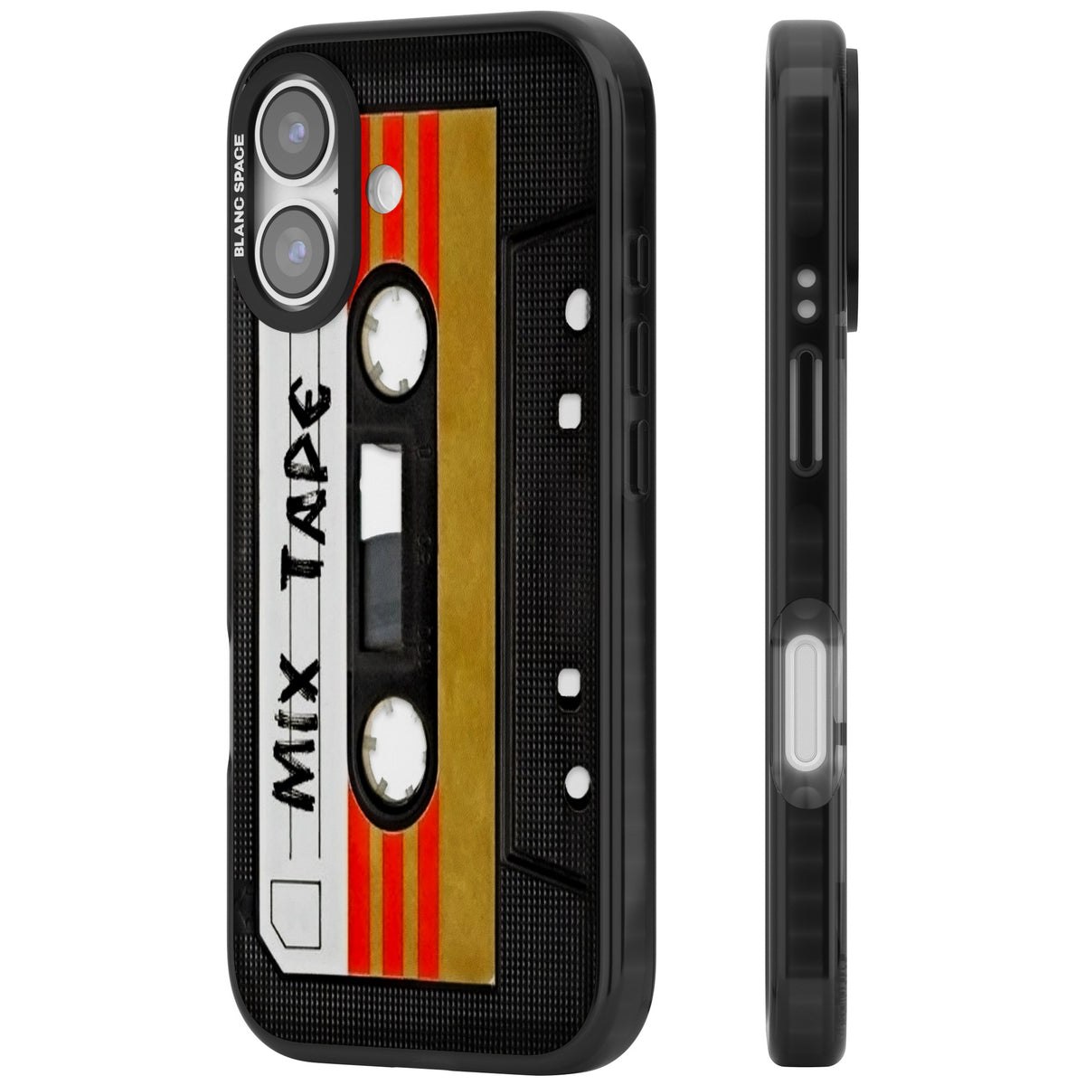 Retro Mix Tape iPhone 16 / iPhone 16 Plus / iPhone 17 Impact Black Phone Case side