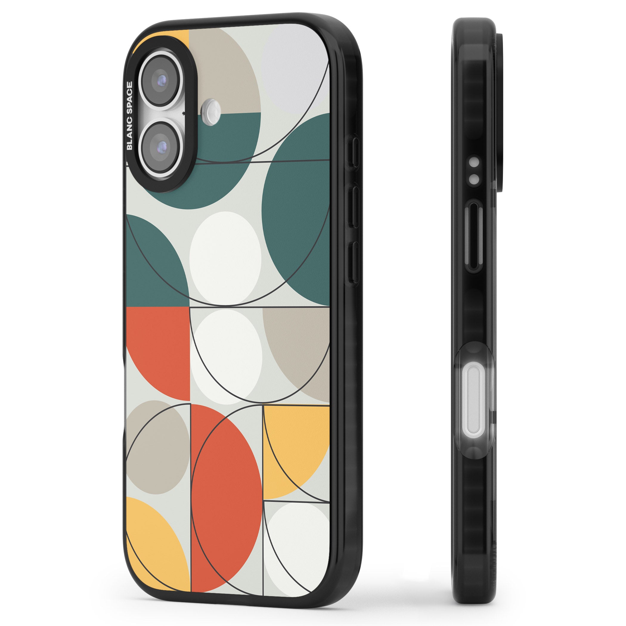 Modern Abstract Circle iPhone 17 Impact Black Phone Case Side Profile