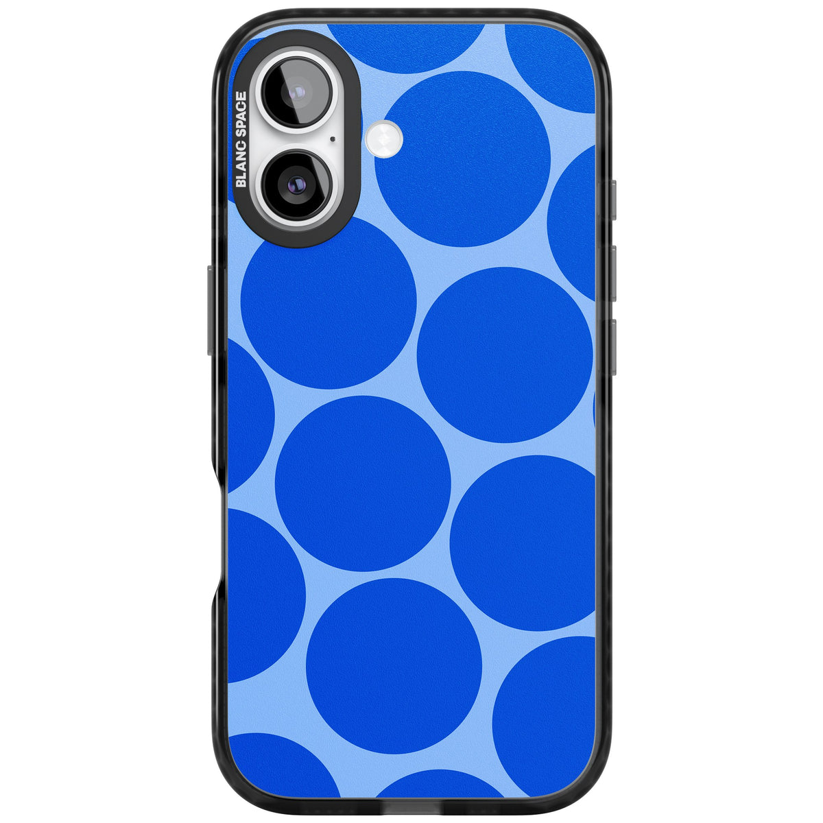 Retro Blue Circles iPhone 16 / iPhone 16 Plus / iPhone 17 Impact Black Phone Case front
