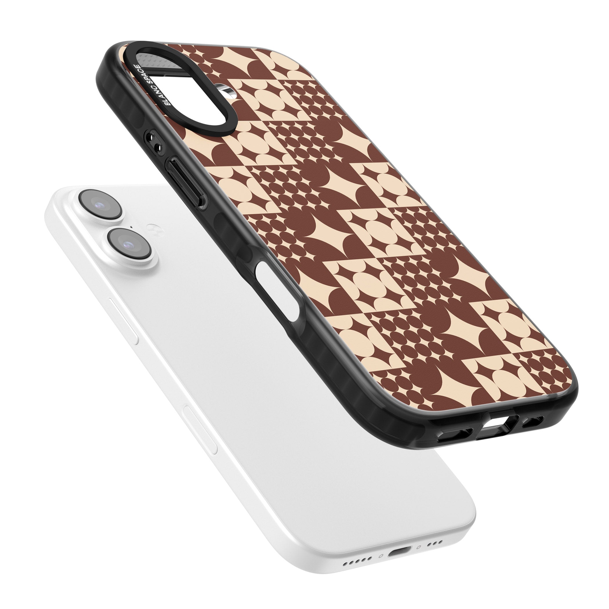 Mid Century Brown Checked iPhone 17 Impact Black Phone Case Colours