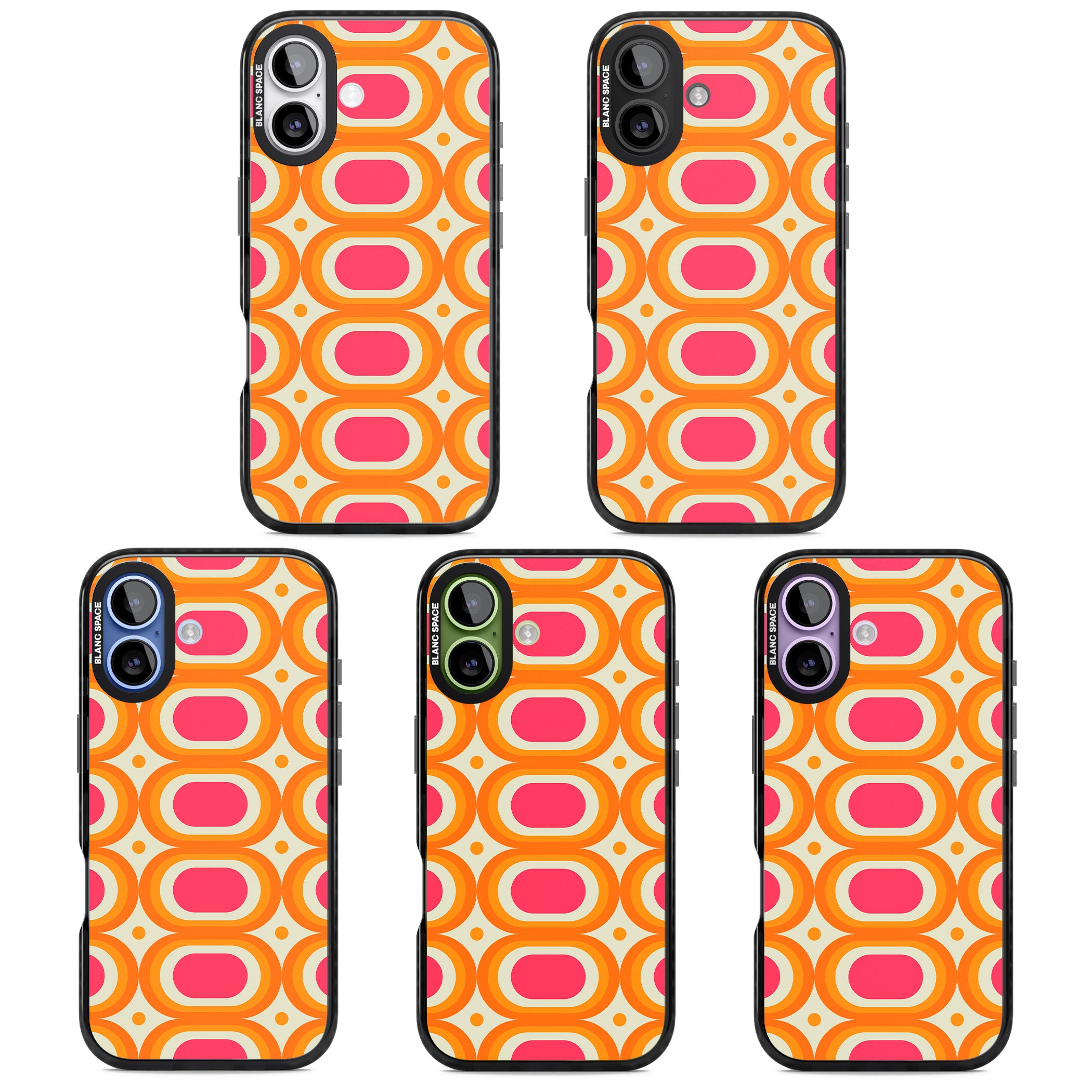 Groovy 60S Shape Pattern iPhone 17 Impact Black Phone Case APT Impact Protection