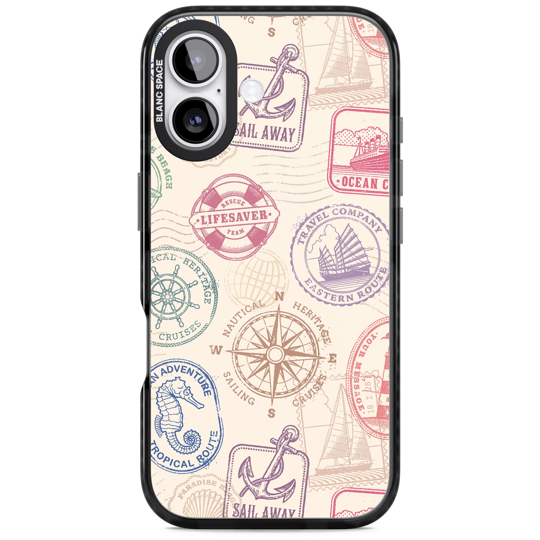 Nautical Stamps iPhone 17 Impact Black Phone Case