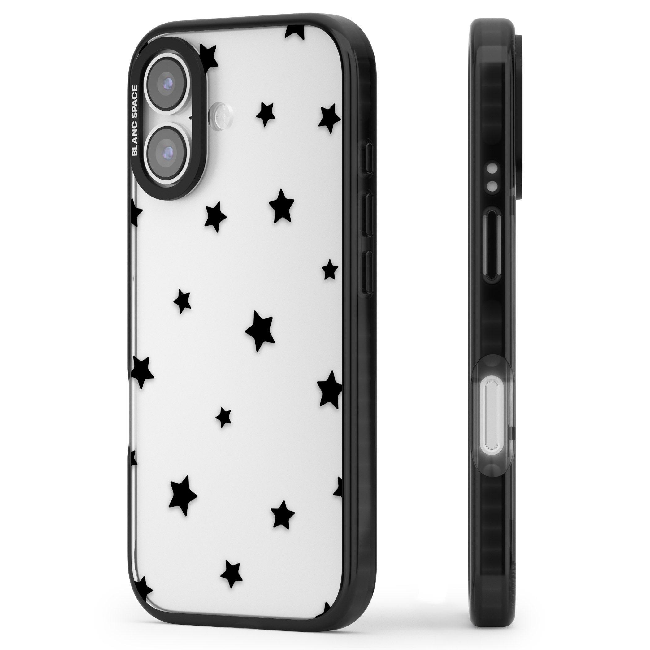 Starry Night Black Stars iPhone 17 Impact Black Phone Case Side Profile