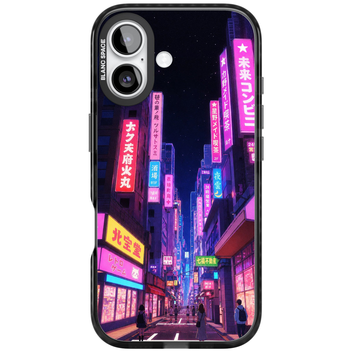 Shibuya At Night iPhone 16 / iPhone 16 Plus / iPhone 17 Impact Black Phone Case front