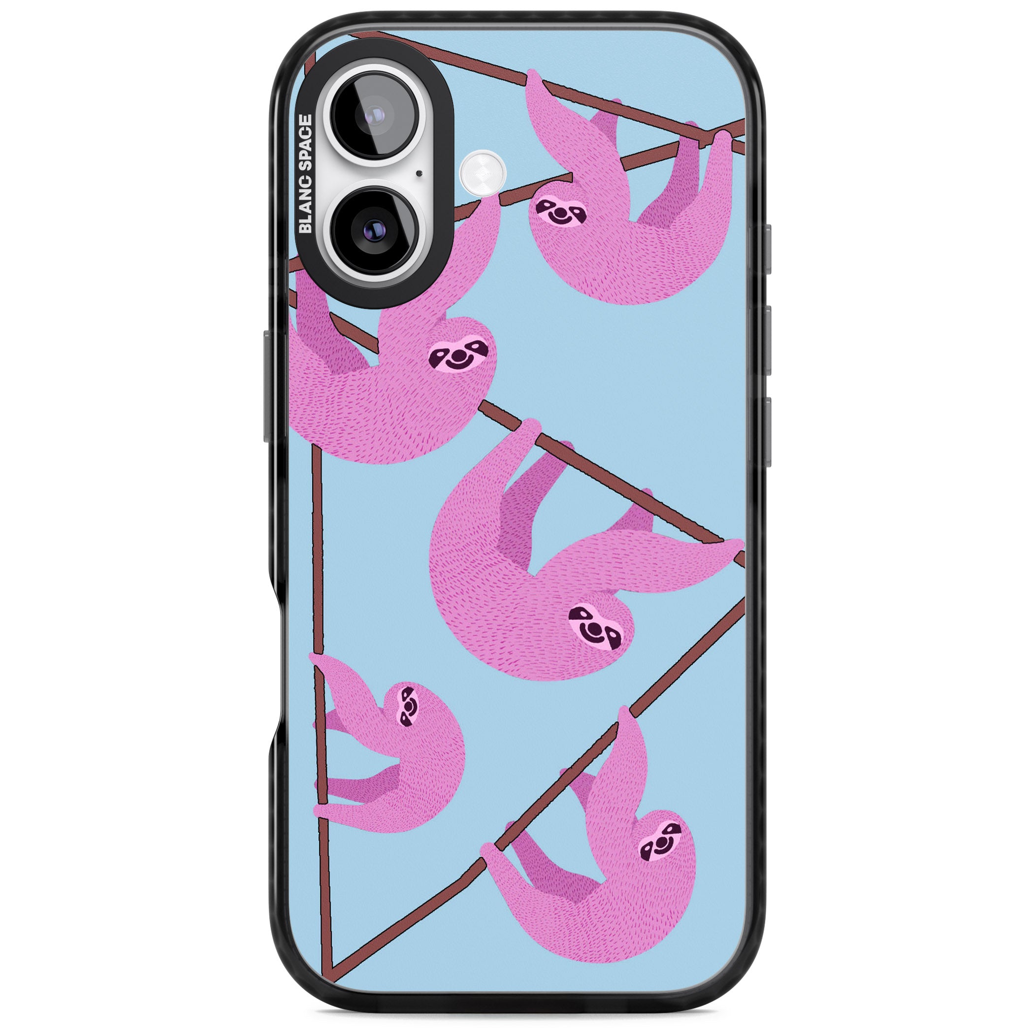Pink Sloth iPhone 17 Impact Black Phone Case