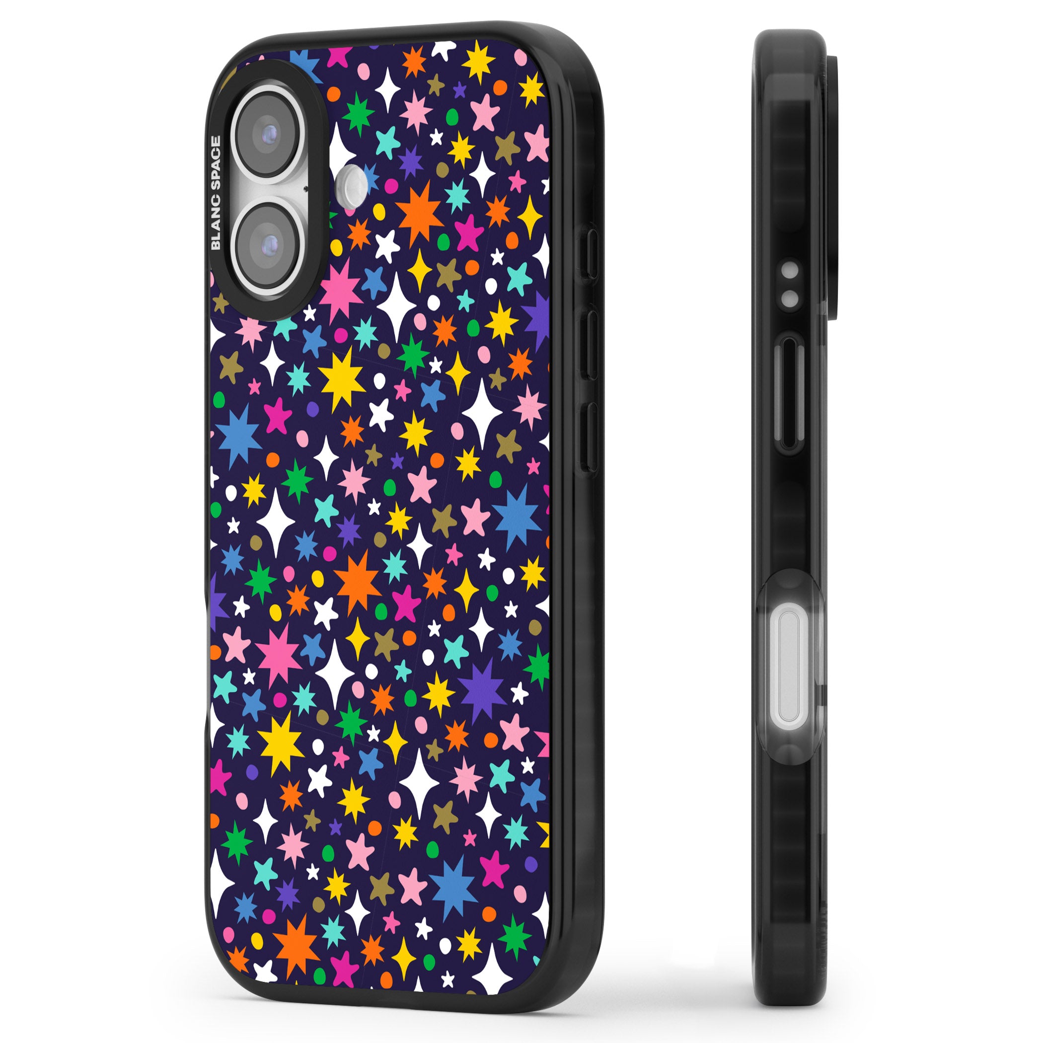 Rainbow Starburst (Purple) iPhone 17 Impact Black Phone Case Side Profile