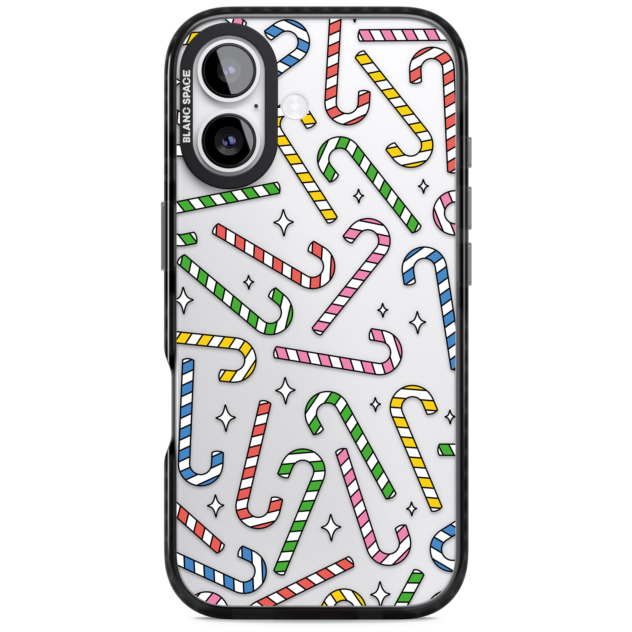 Colourful Stars & Candy Canes iPhone 17 Impact Black Phone Case