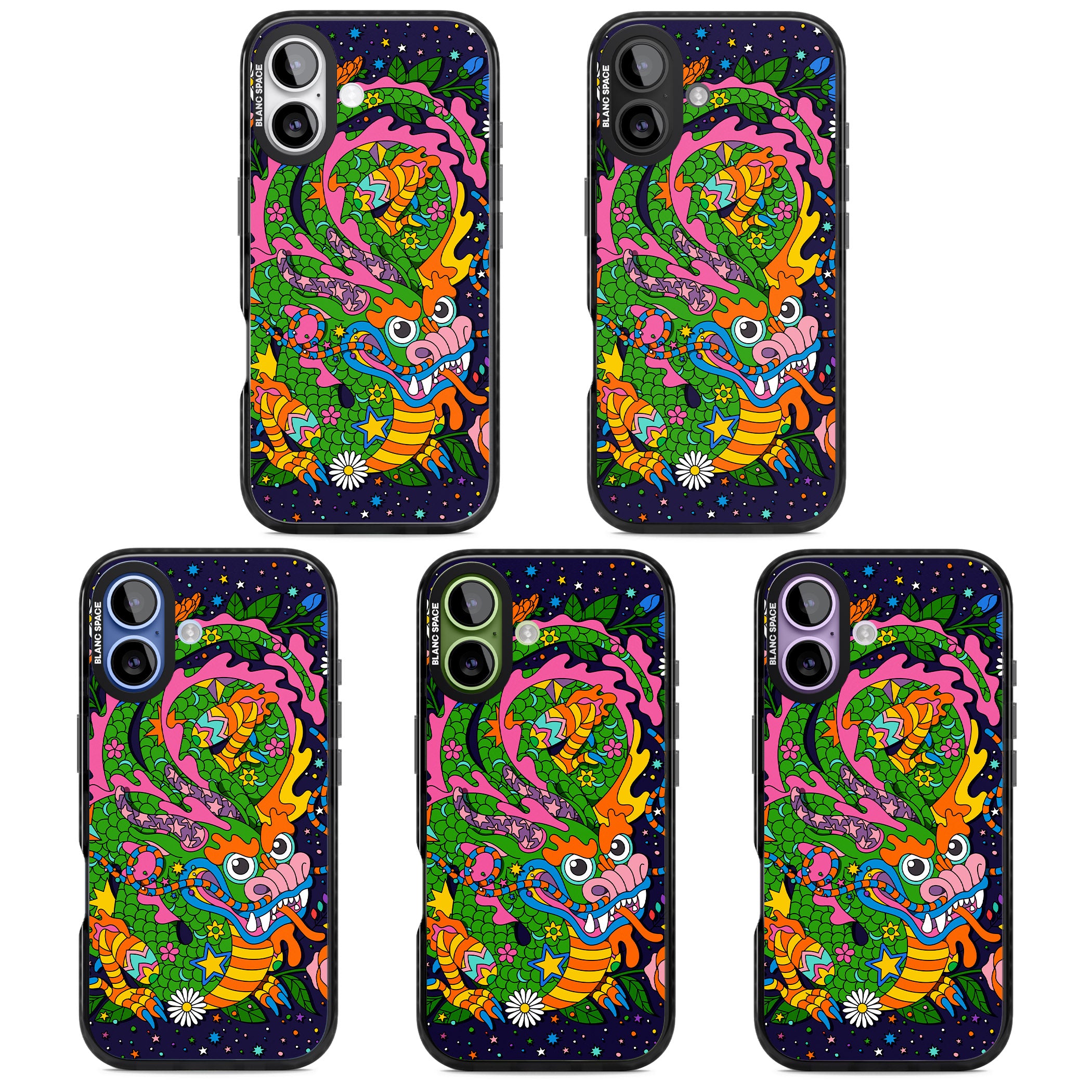 Psychedelic Jungle Dragon (Purple) iPhone 17 Impact Black Phone Case APT Impact Protection