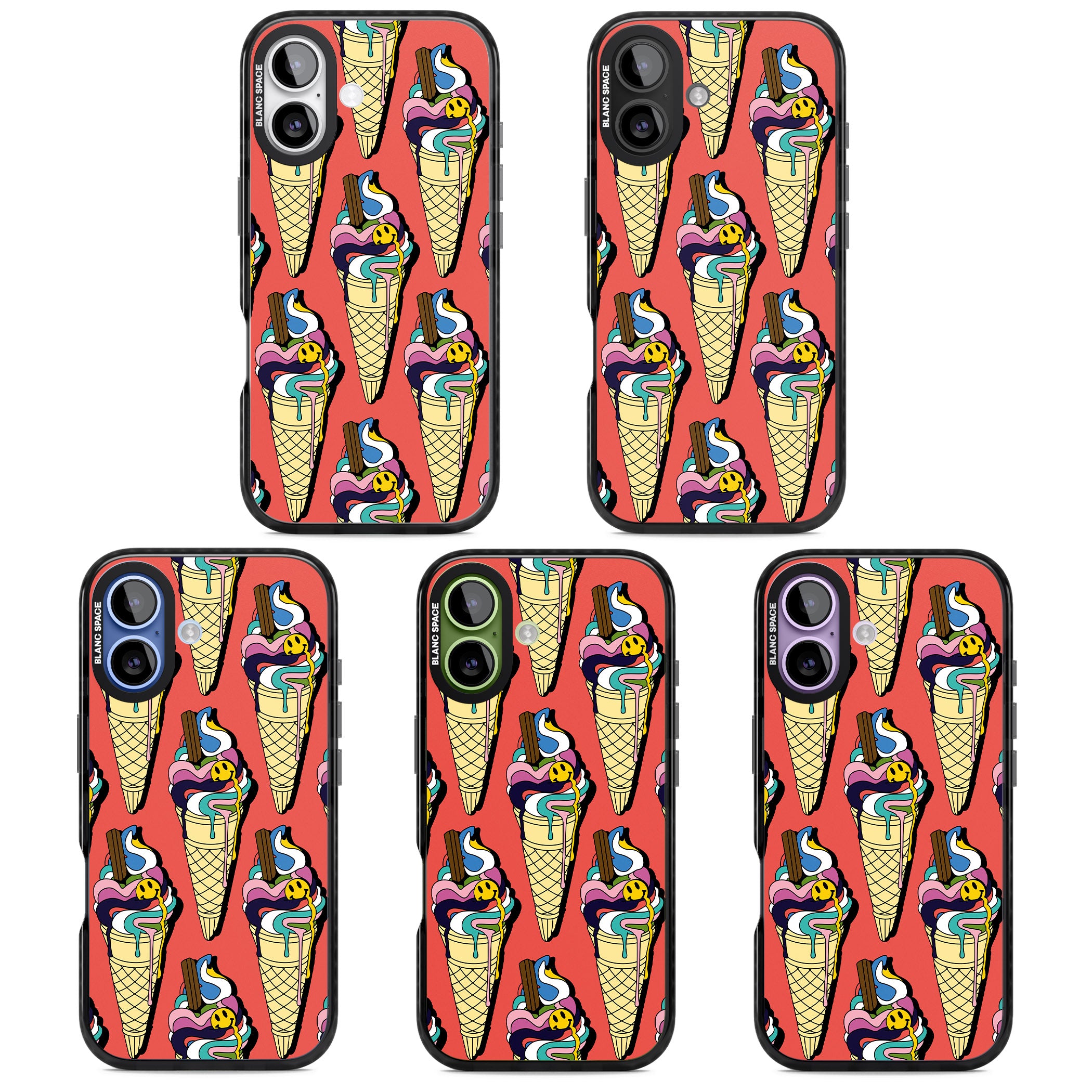 Trip & Drip Ice Cream (Red) iPhone 17 Impact Black Phone Case APT Impact Protection