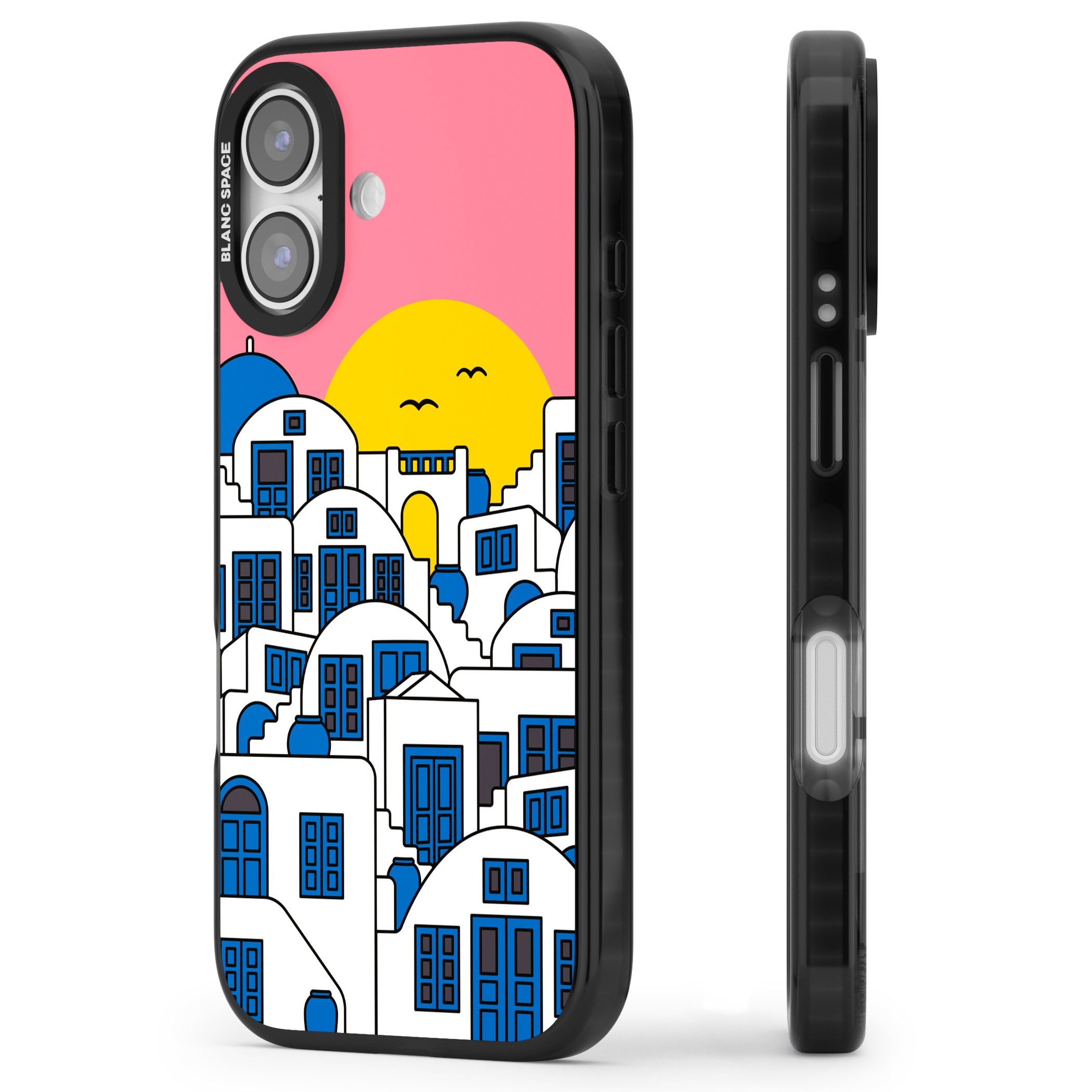 Santorini Sunset iPhone 17 Impact Black Phone Case Side Profile