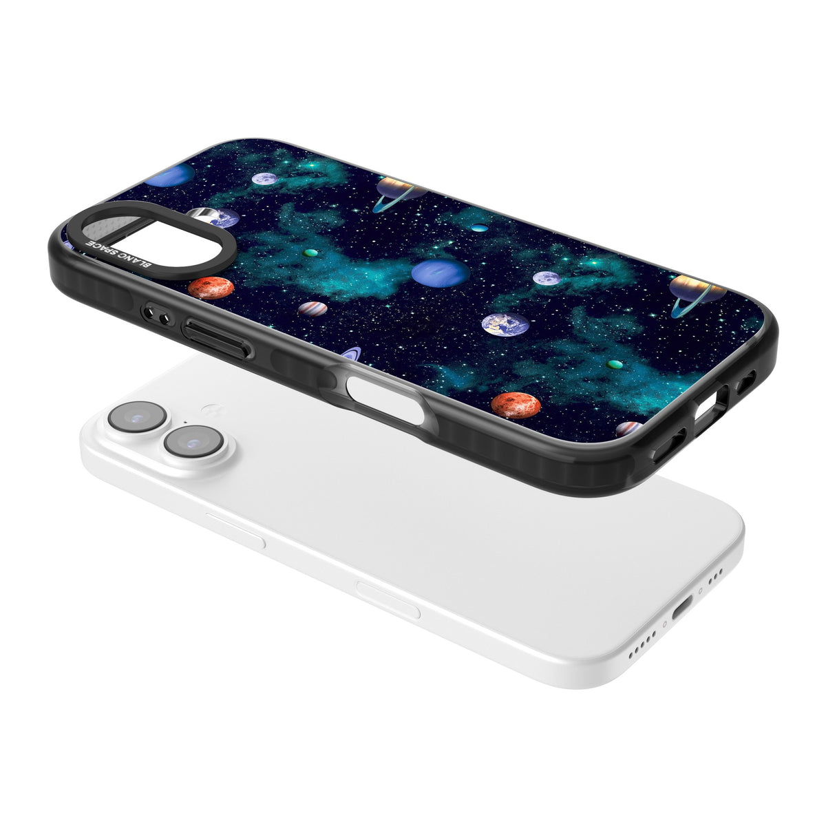 Deep Space iPhone 16 / iPhone 16 Plus / iPhone 17 Impact Black Phone Case angled