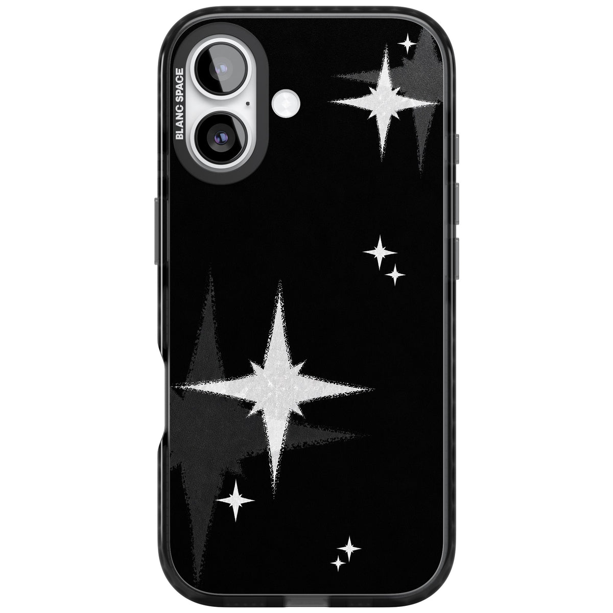 Black Sparkle iPhone 16 / iPhone 16 Plus / iPhone 17 Impact Black Phone Case front