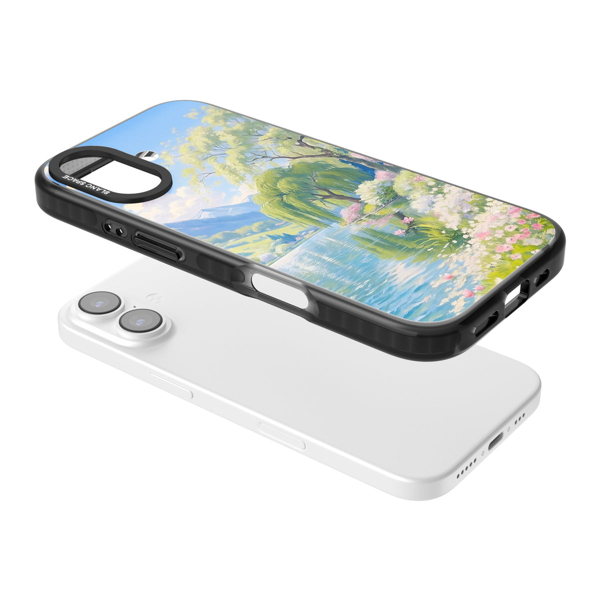 Willow Lake iPhone 16 / iPhone 16 Plus / iPhone 17 Impact Black Phone Case angled