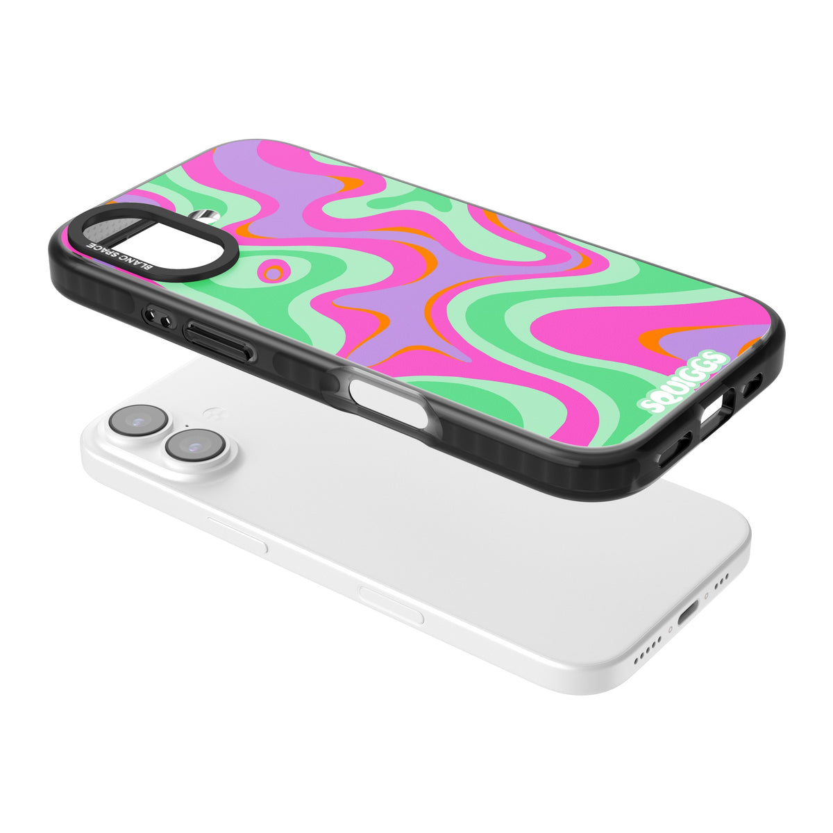 Plasma Lava iPhone 16 / iPhone 16 Plus / iPhone 17 Impact Black Phone Case angled