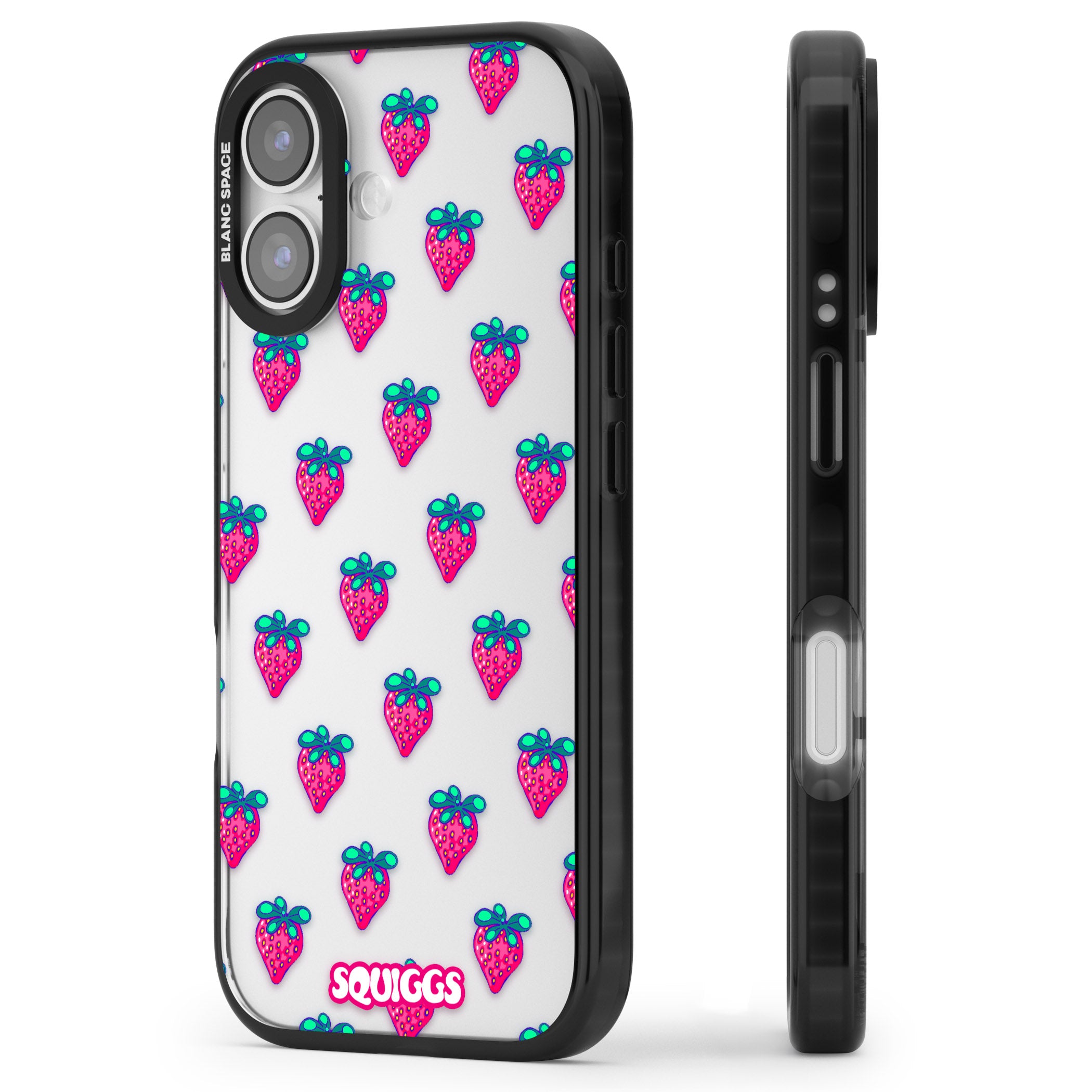 Strawberry Patch iPhone 17 Impact Black Phone Case Side Profile