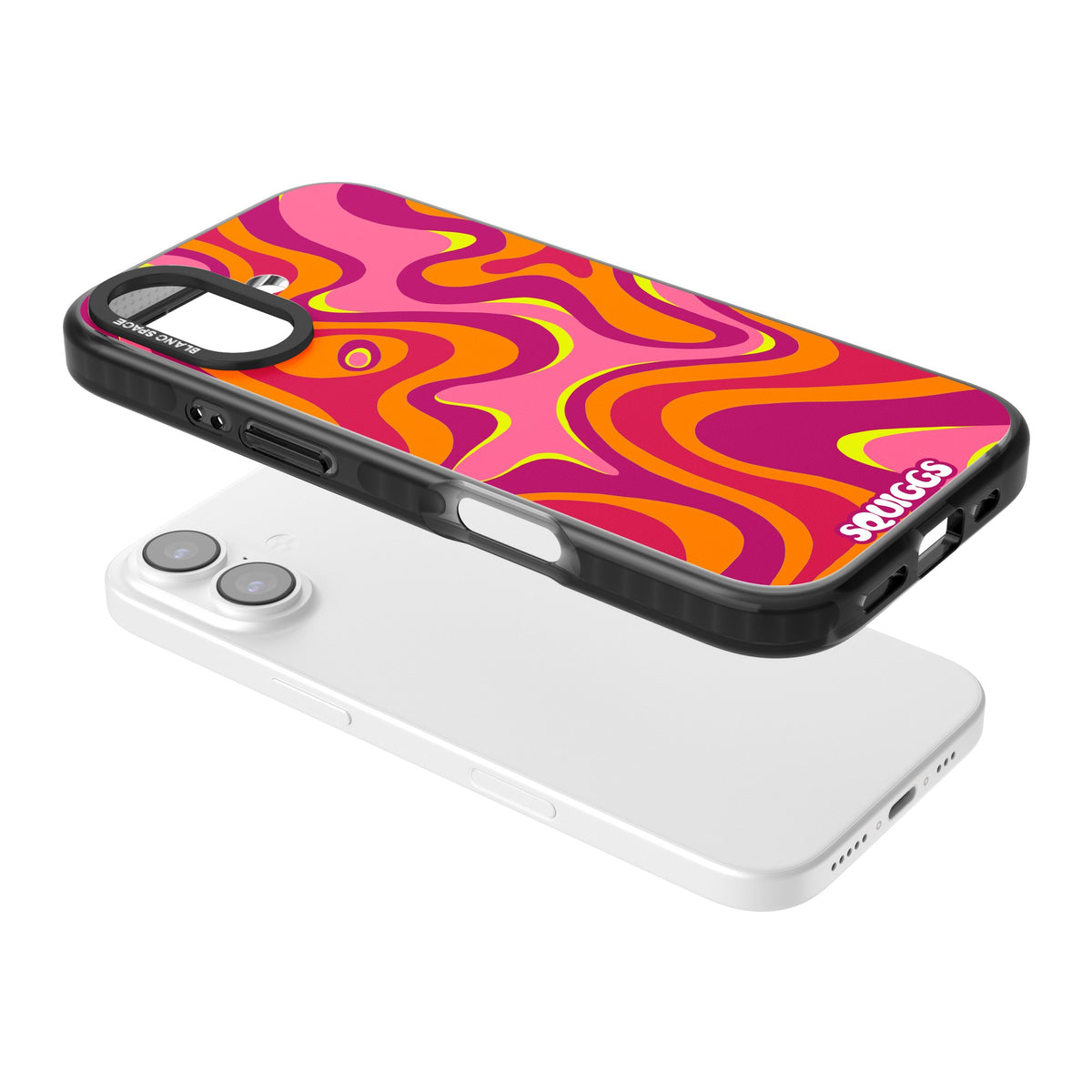 Hot Lava iPhone 16 / iPhone 16 Plus / iPhone 17 Impact Black Phone Case angled