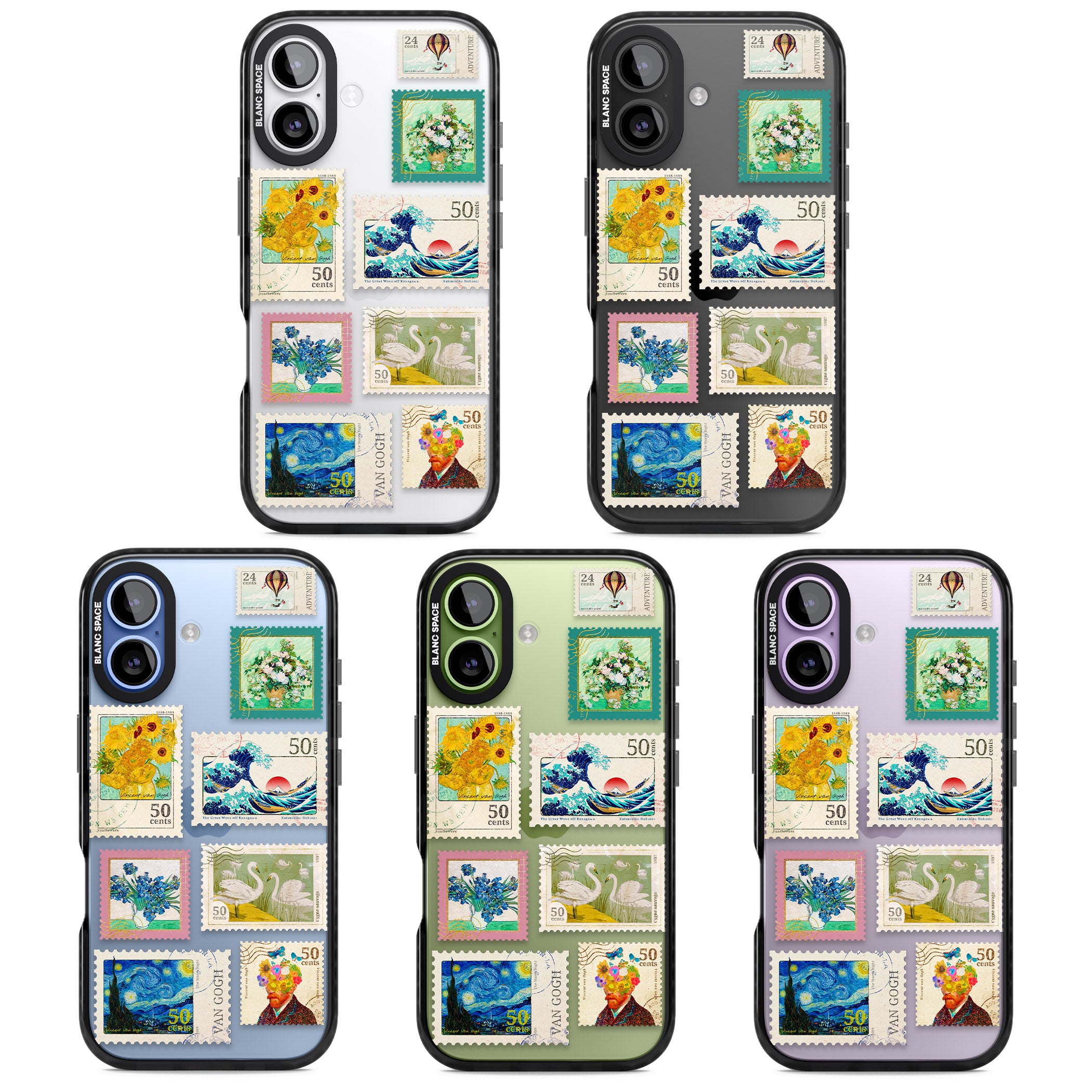 Vintage Art Stamps iPhone 17 Impact Black Phone Case APT Impact Protection