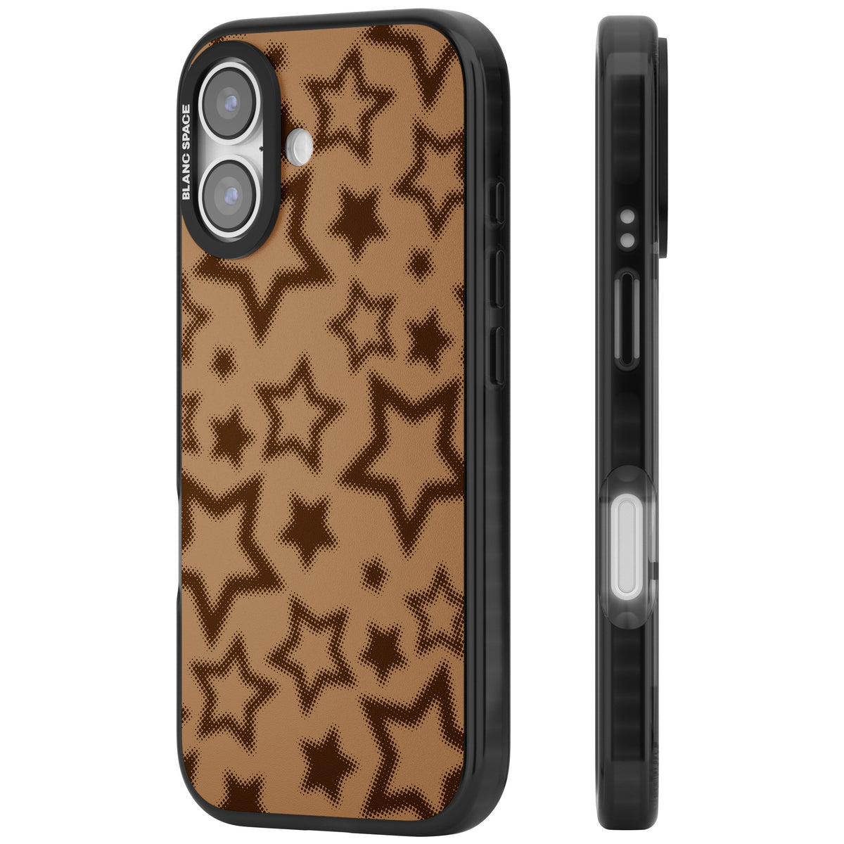 Latte Halftone Stars iPhone 16 / iPhone 16 Plus / iPhone 17 Impact Black Phone Case side