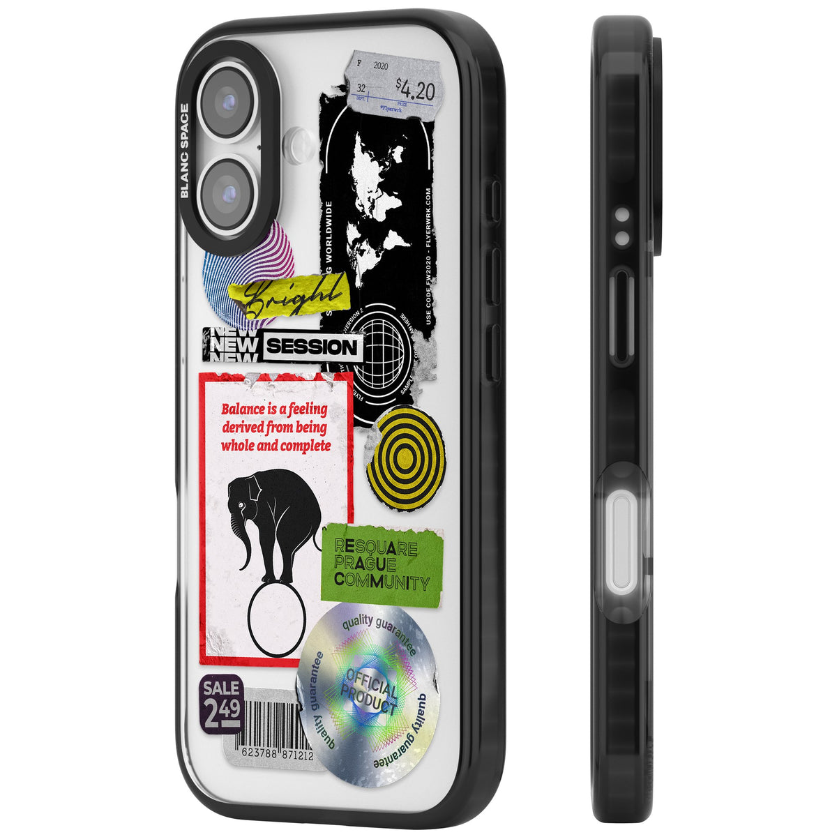 Analog Stickers iPhone 16 / iPhone 16 Plus / iPhone 17 Impact Black Phone Case side