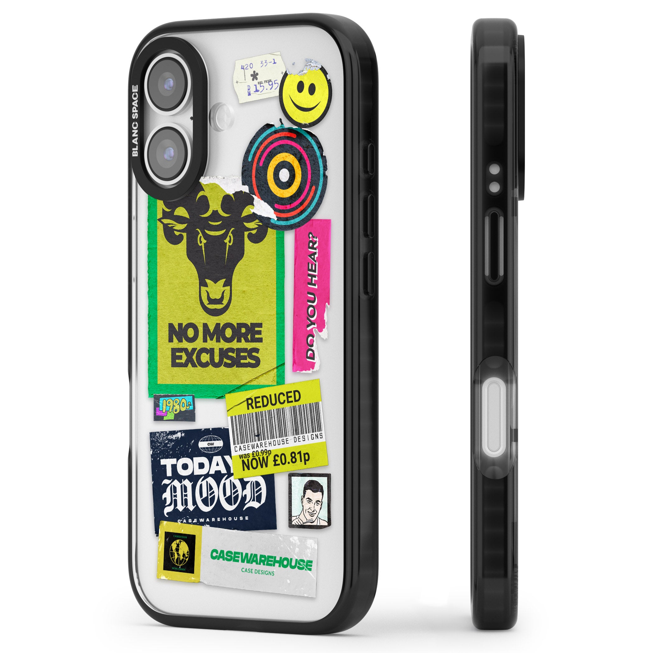 No More Excuses Sticker Mix iPhone 17 Impact Black Phone Case Side Profile