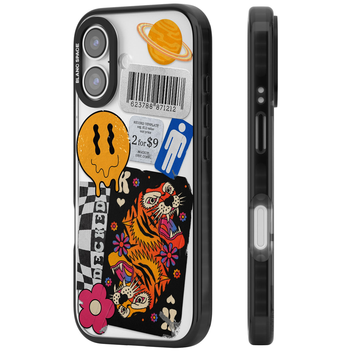 Electric Vibes iPhone 16 / iPhone 16 Plus / iPhone 17 Impact Black Phone Case side