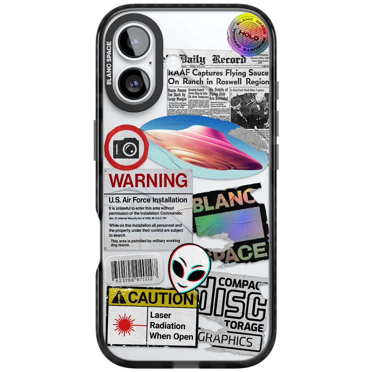 Cosmic Encounters iPhone 16 / iPhone 16 Plus / iPhone 17 Impact Black Phone Case front