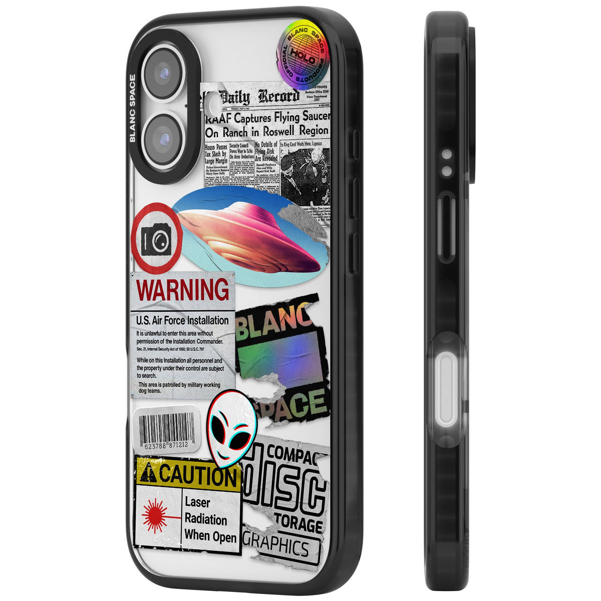 Cosmic Encounters iPhone 16 / iPhone 16 Plus / iPhone 17 Impact Black Phone Case side