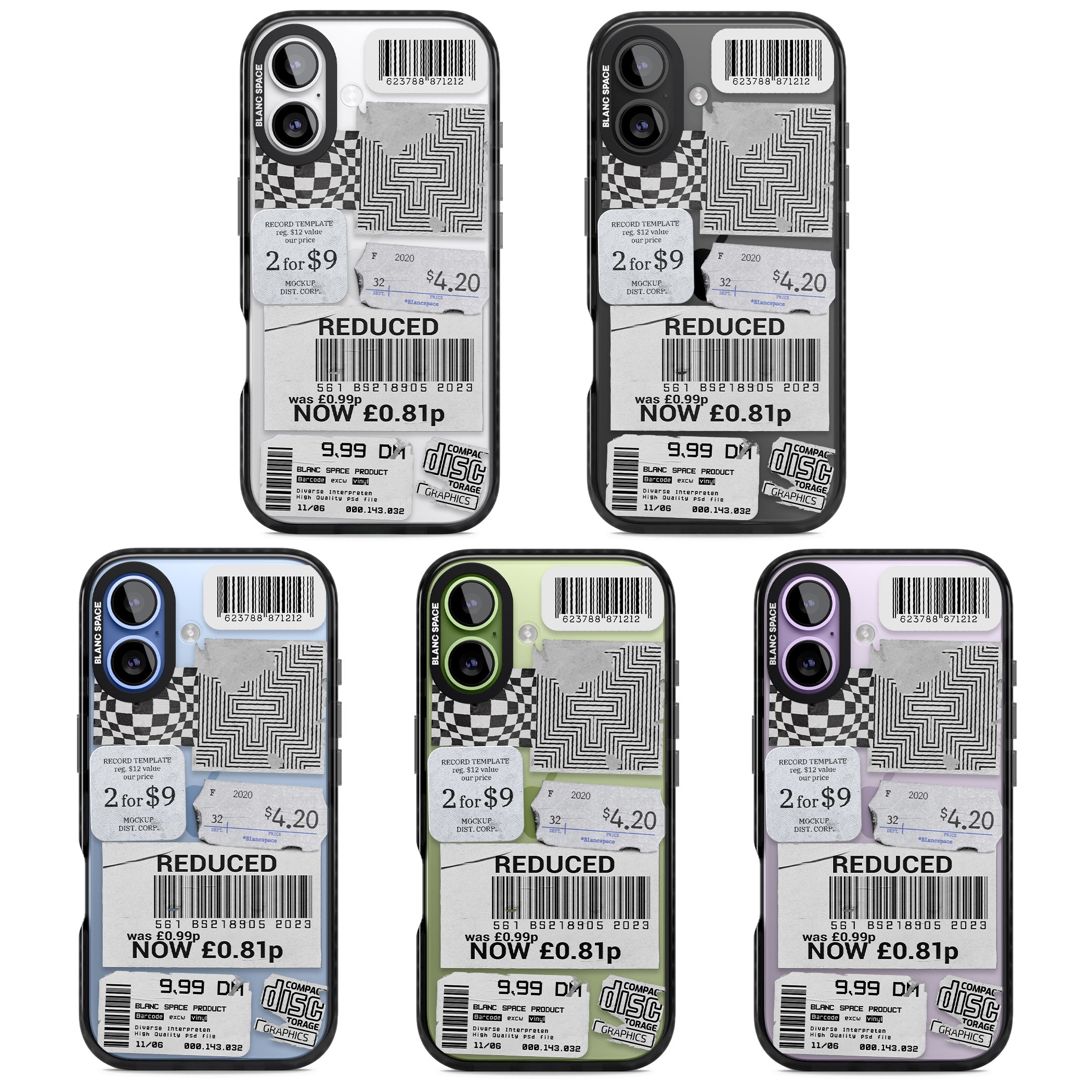 White Sticker Mix iPhone 17 Impact Black Phone Case APT Impact Protection