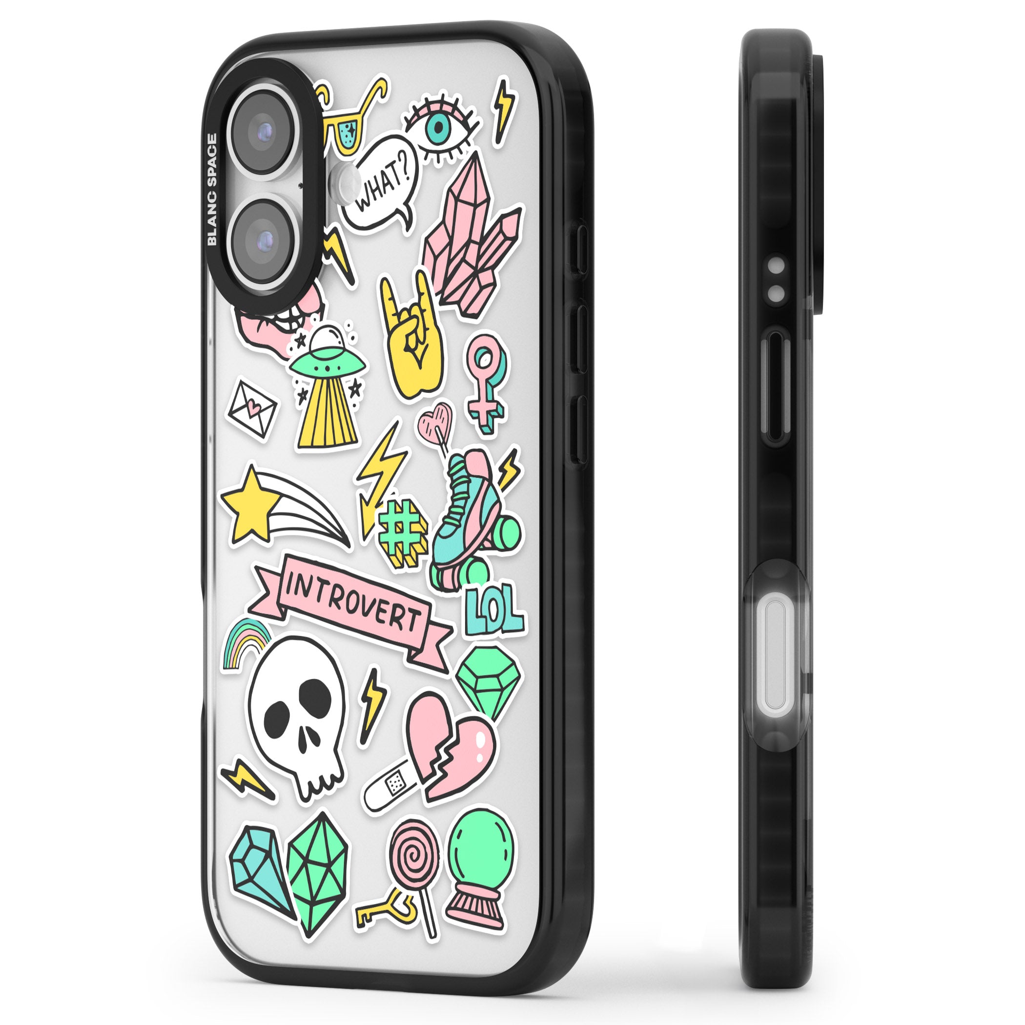 Introvert Sticker iPhone 17 Impact Black Phone Case Side Profile