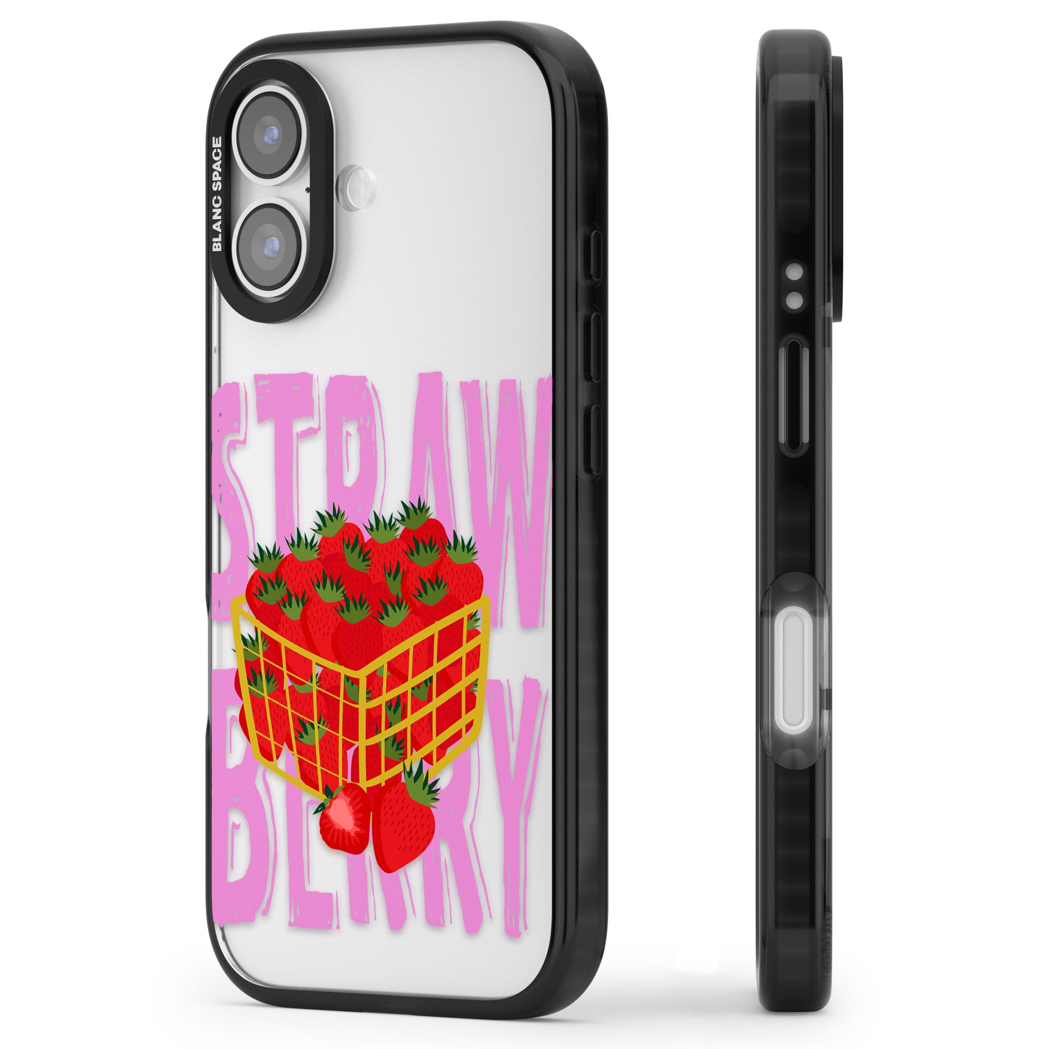 Strawberry Basket iPhone 17 Impact Black Phone Case Side Profile