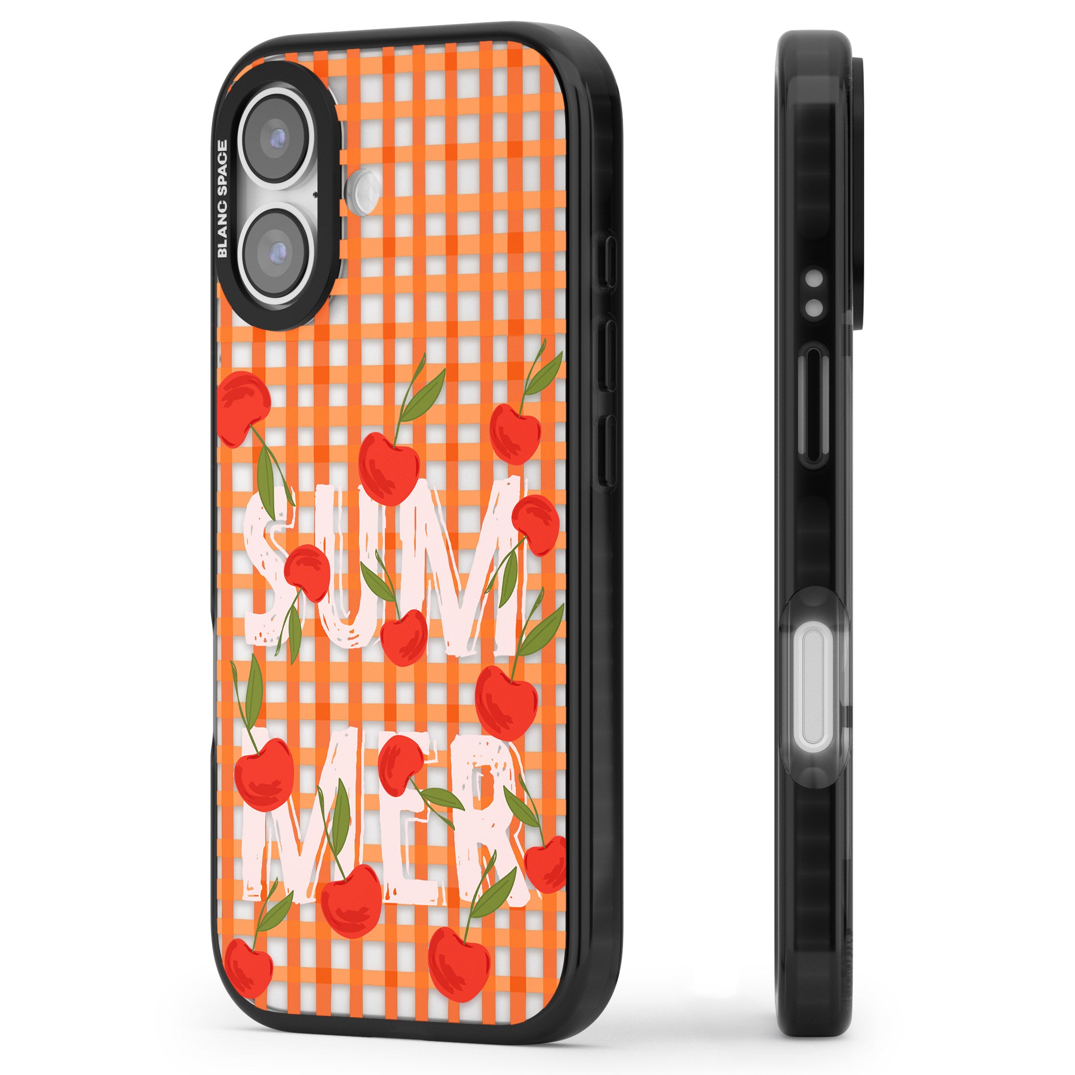 Summer Tomatoes iPhone 17 Impact Black Phone Case Side Profile