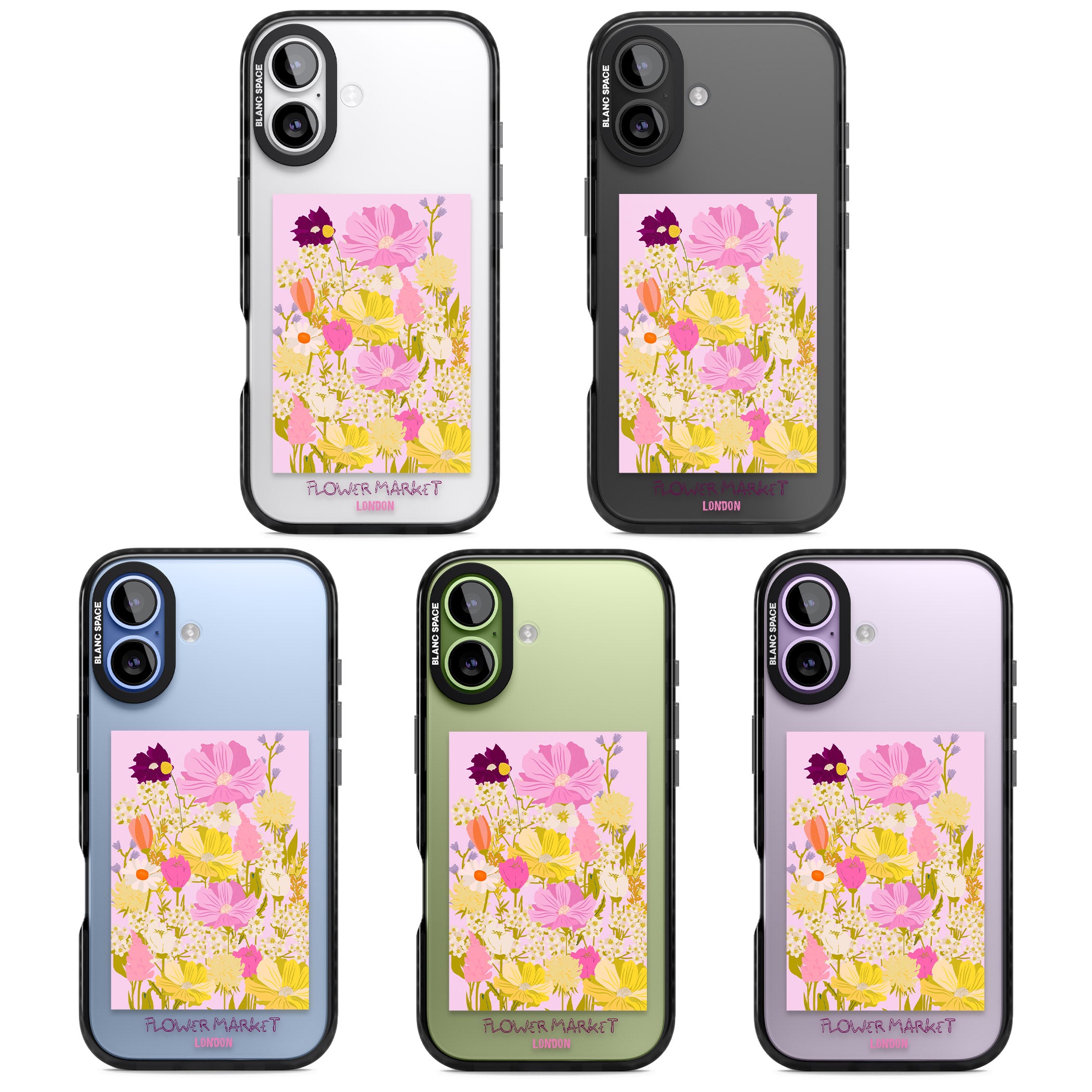 Flower Market iPhone 17 Impact Black Phone Case APT Impact Protection