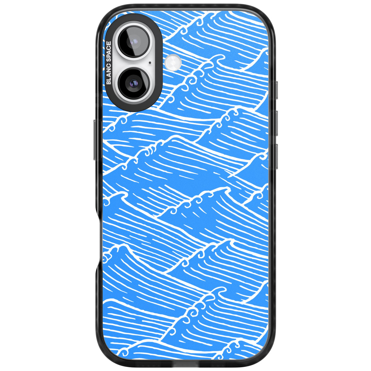 Tidal Lines iPhone 16 / iPhone 16 Plus / iPhone 17 Impact Black Phone Case front