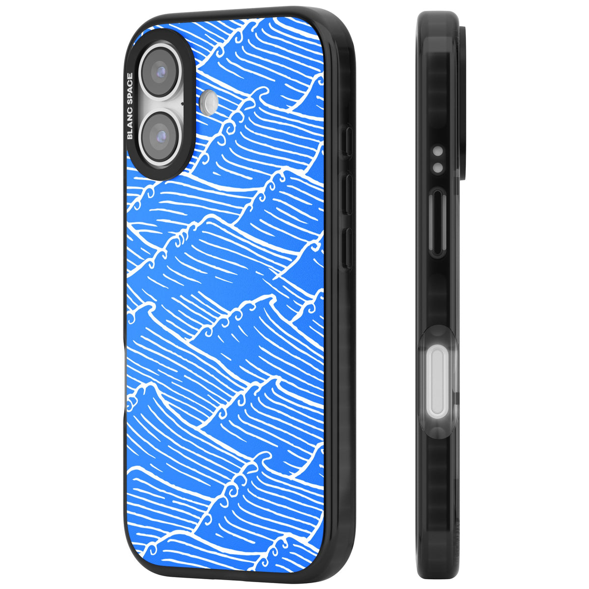 Tidal Lines iPhone 16 / iPhone 16 Plus / iPhone 17 Impact Black Phone Case side