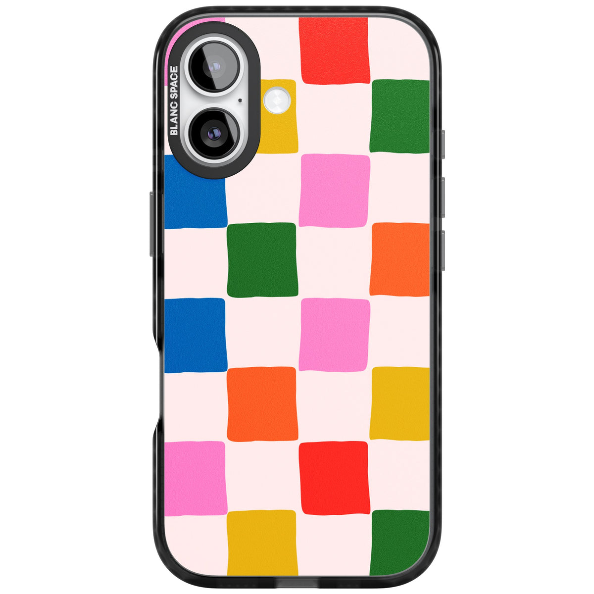 Colour Checked iPhone 16 / iPhone 16 Plus / iPhone 17 Impact Black Phone Case front