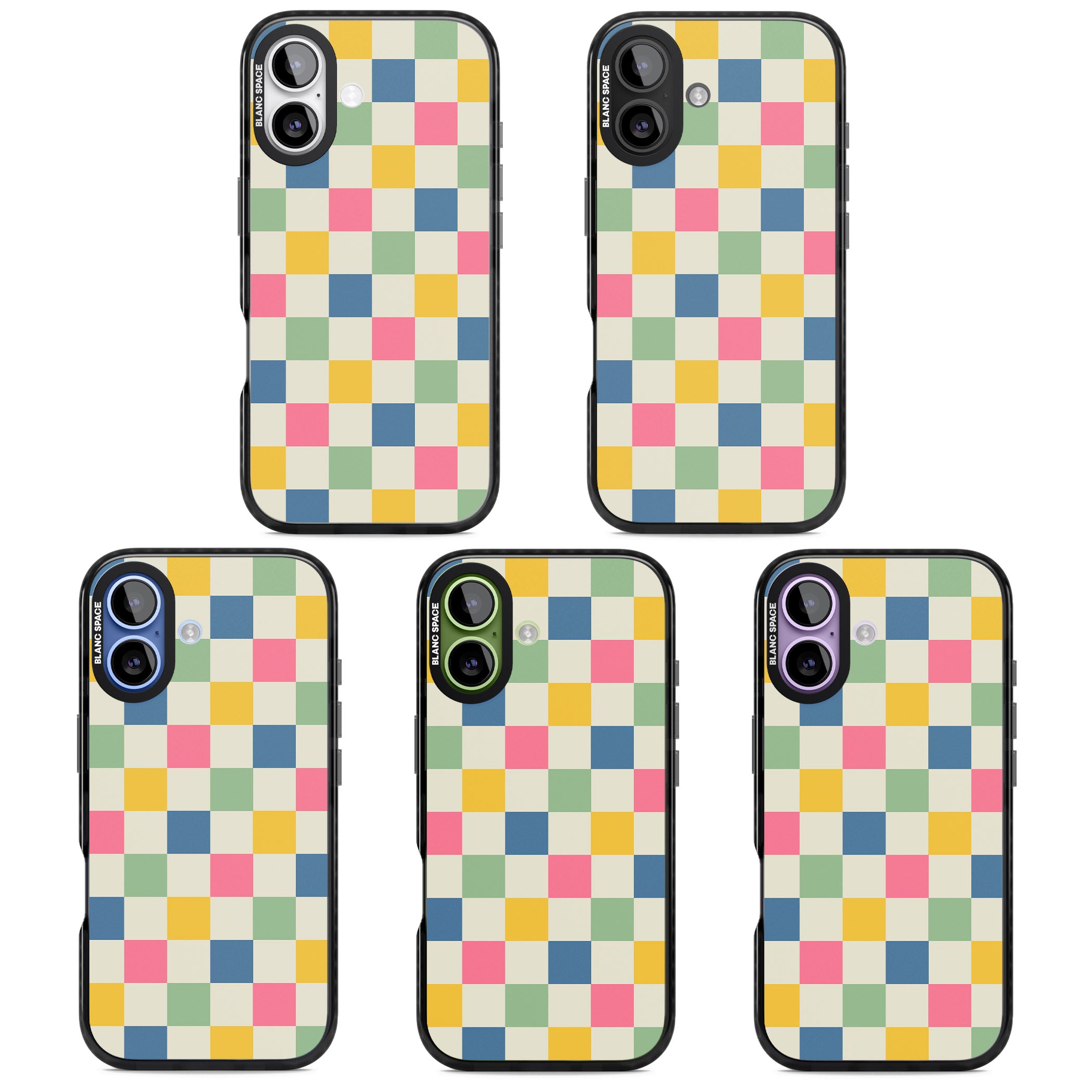 Pastel Multicolor Checkered iPhone 17 Impact Black Phone Case APT Impact Protection